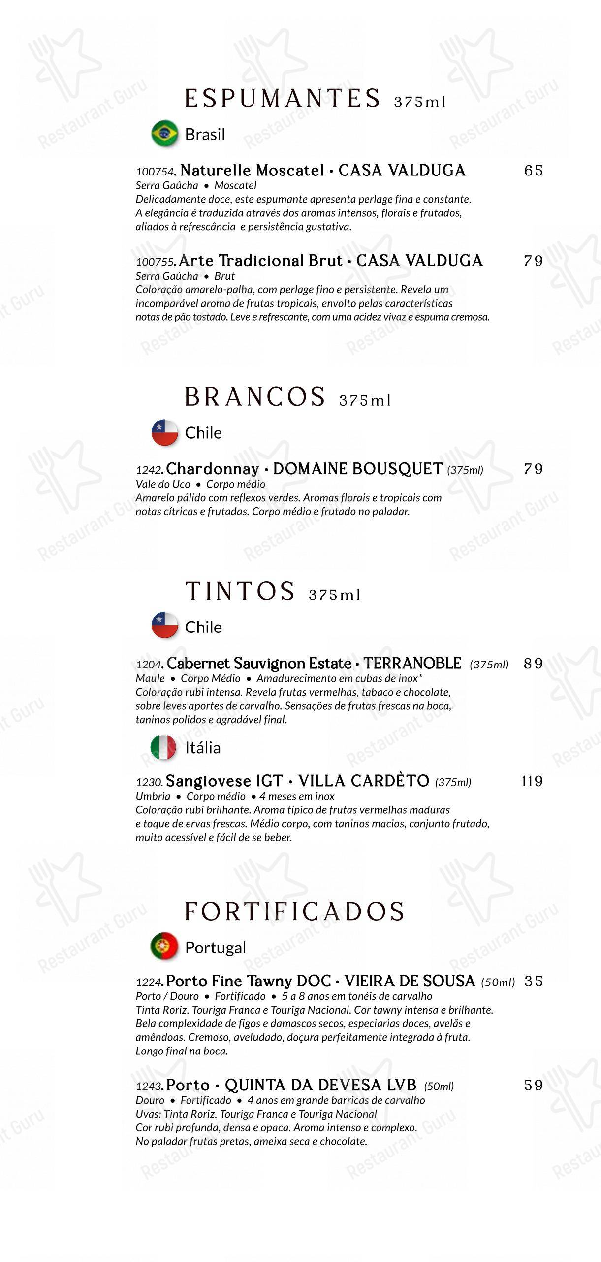 Menu bar para Baobá Bar e Restaurante restaurante