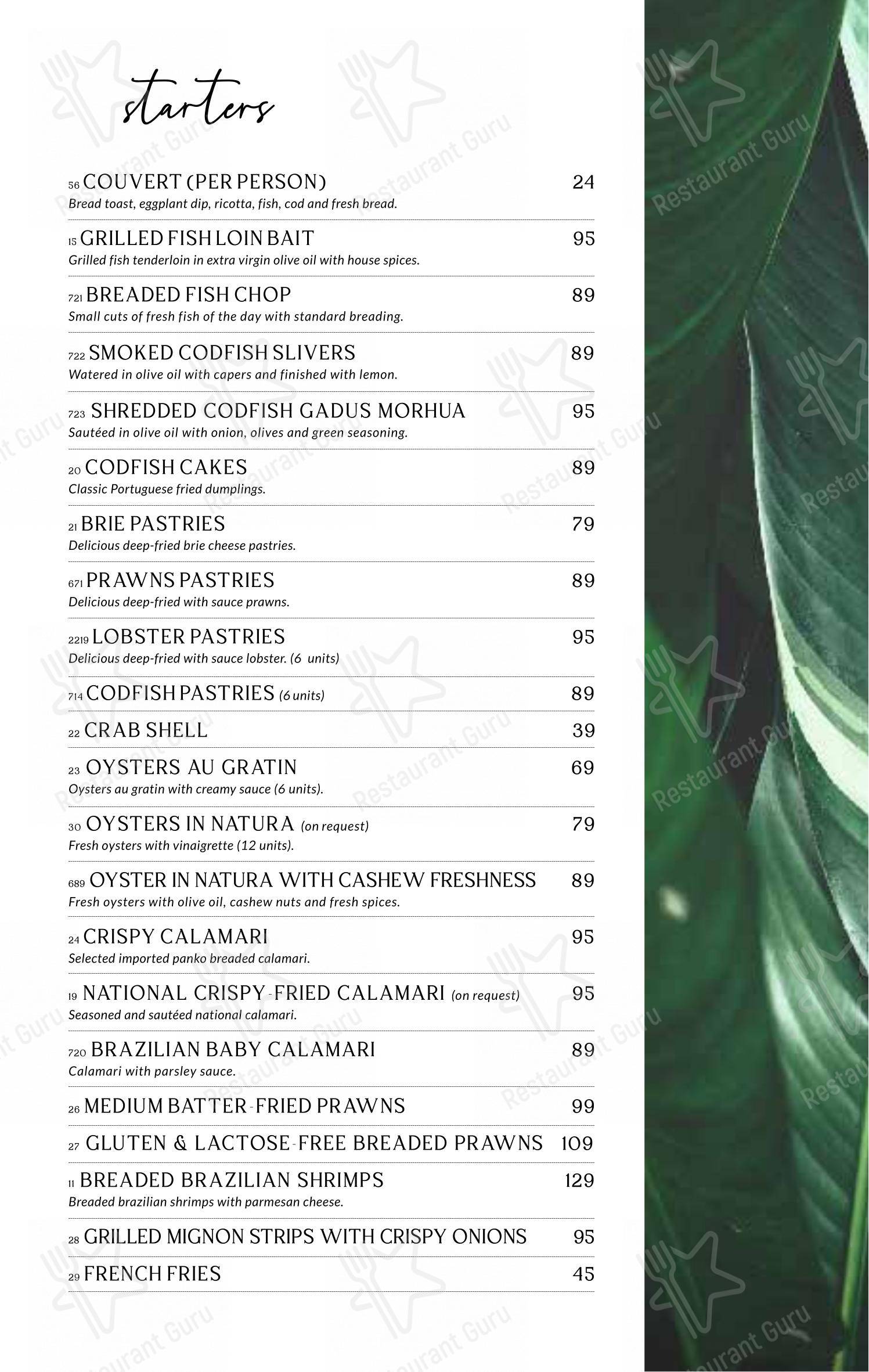 菜单 para Baobá Bar e Restaurante restaurante