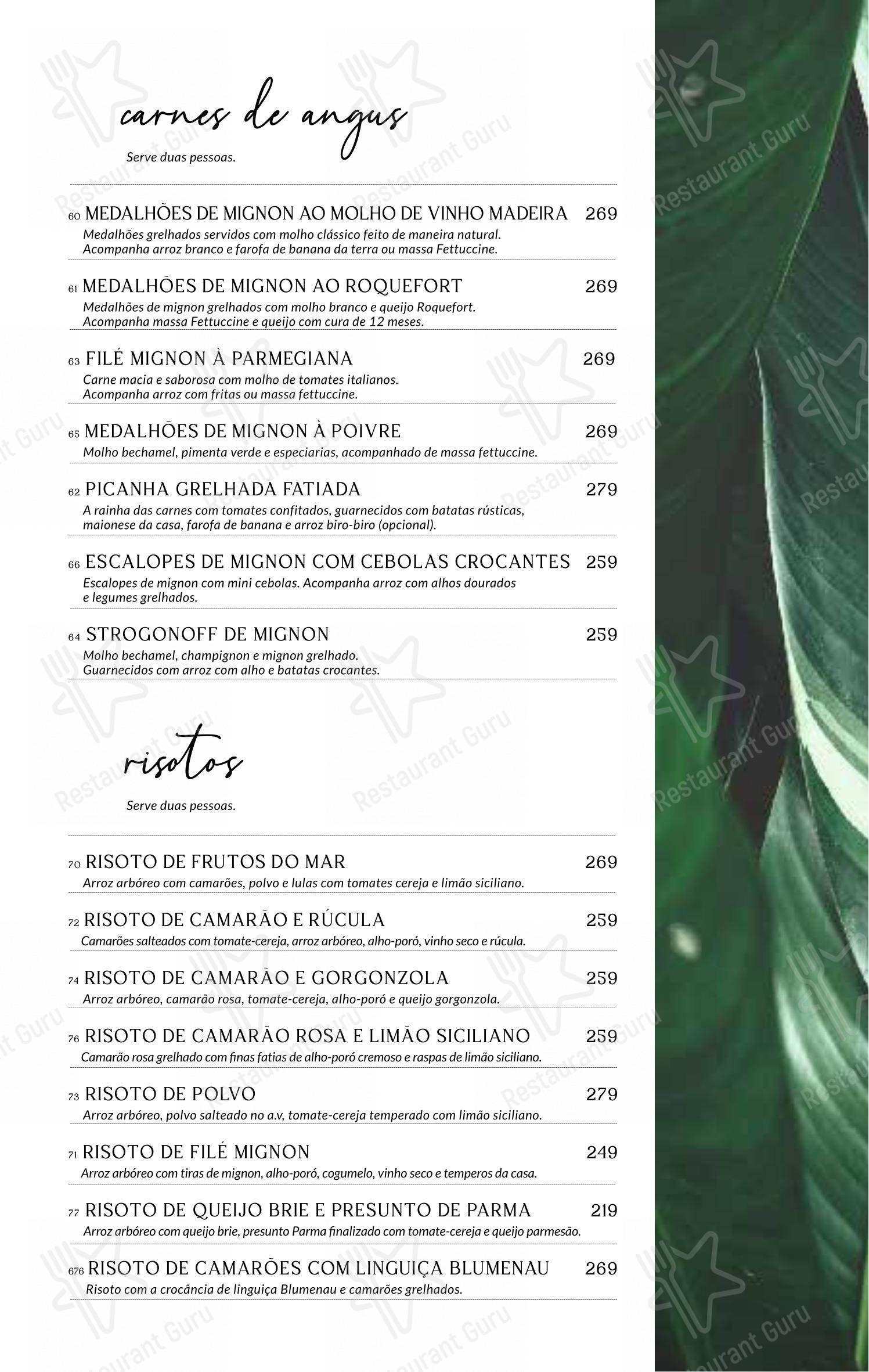 Menu para Baobá Bar e Restaurante em Itajaí