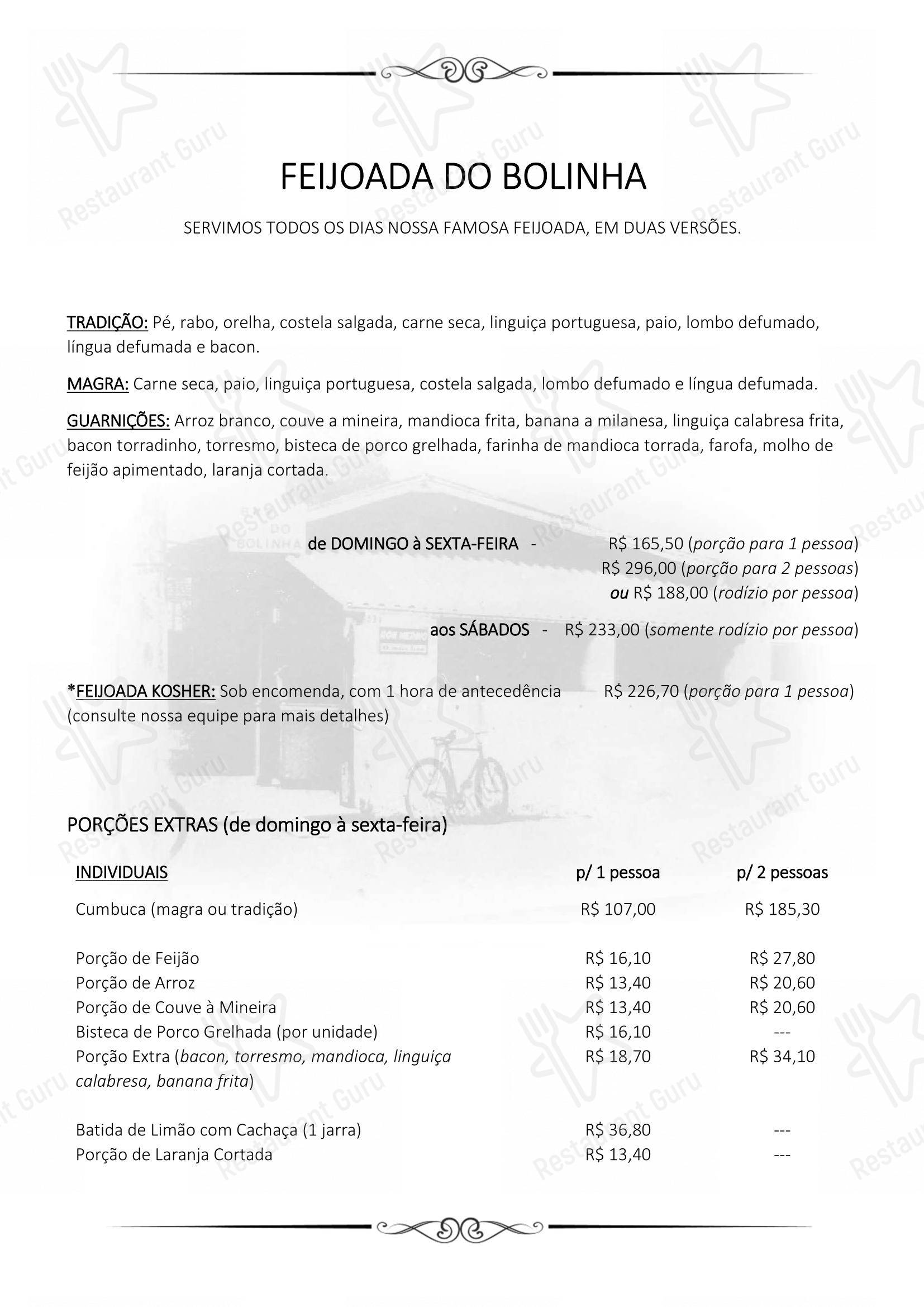 Menu bar para Bolinha Restaurante restaurante