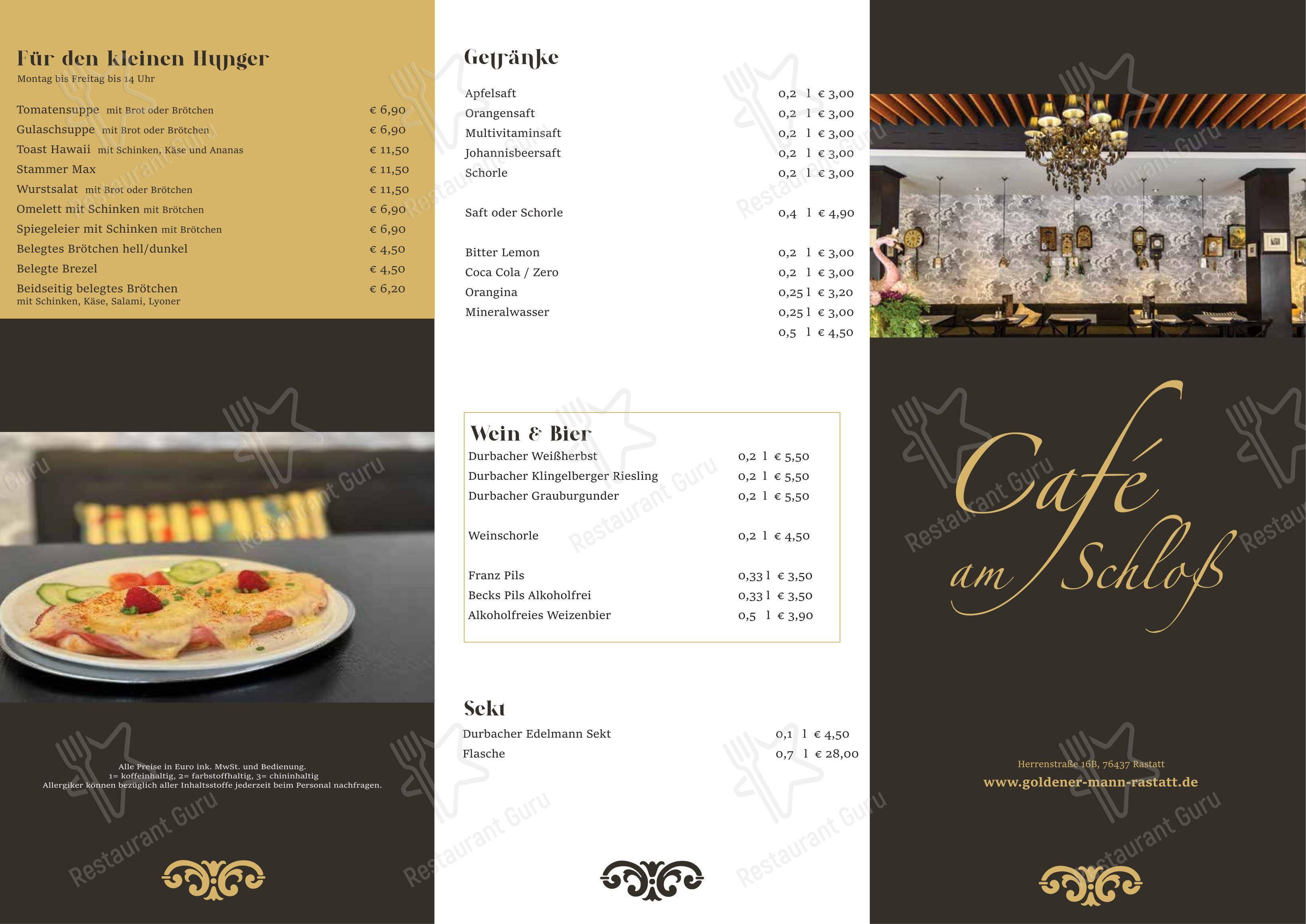 Menu pour Café am Schloss - Menu