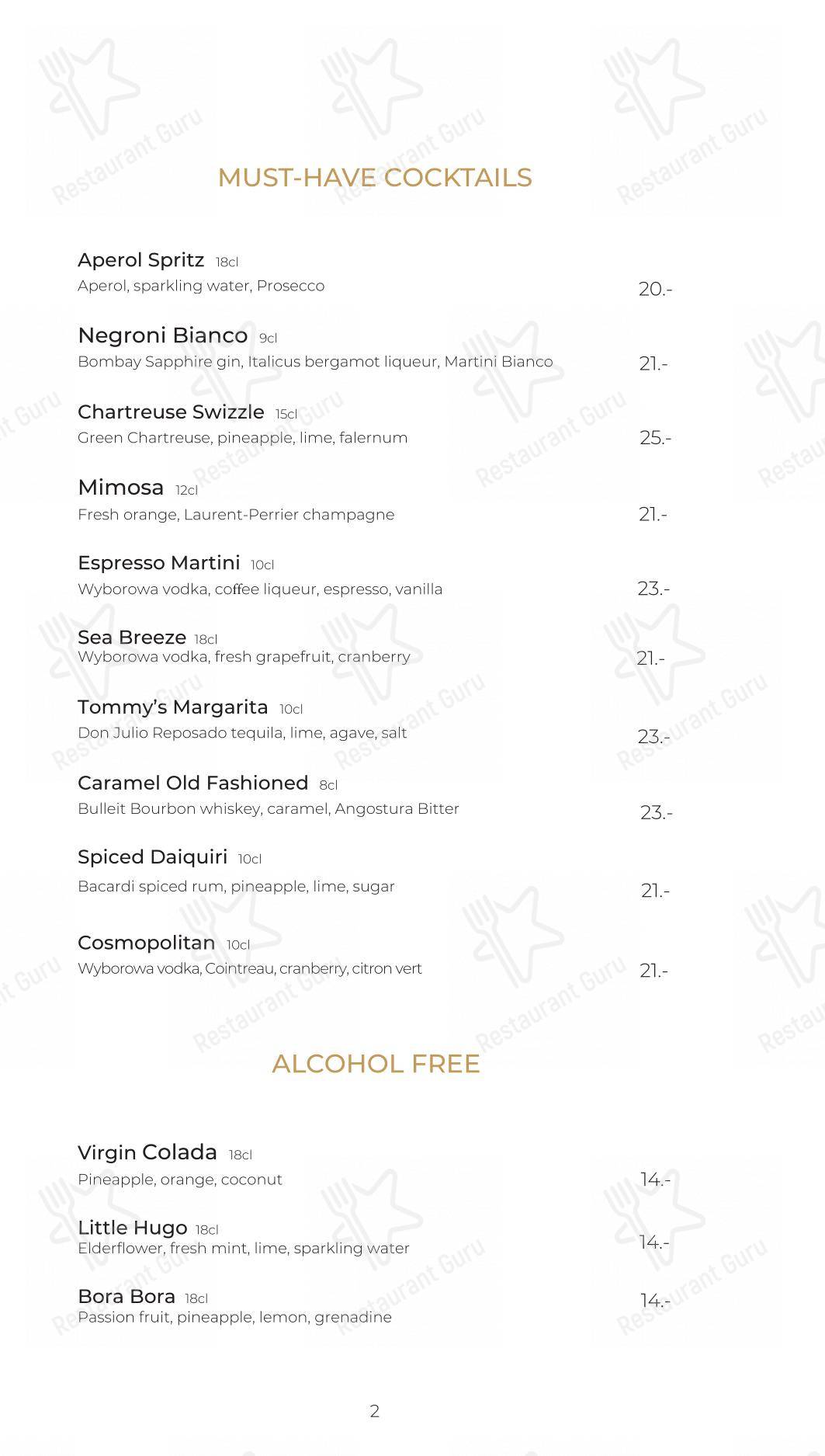 Dinner Menu per Côté Square ristorante