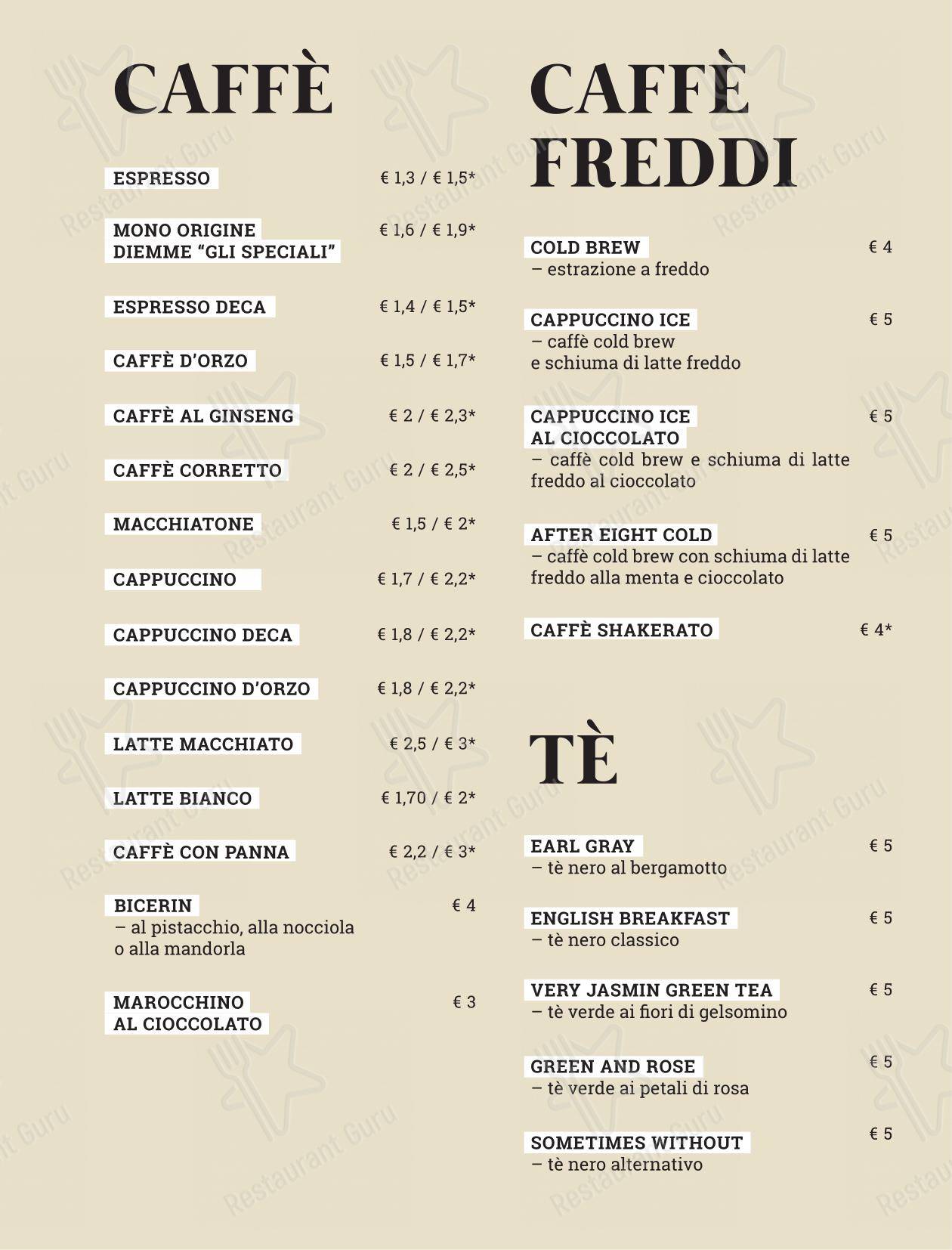 Menu per Diemme Spa caffè bar