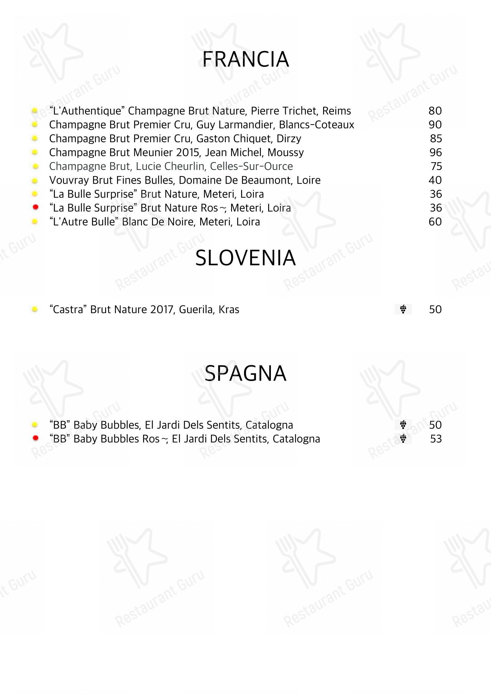 Menu di Dining Room Marghera - Menu bar