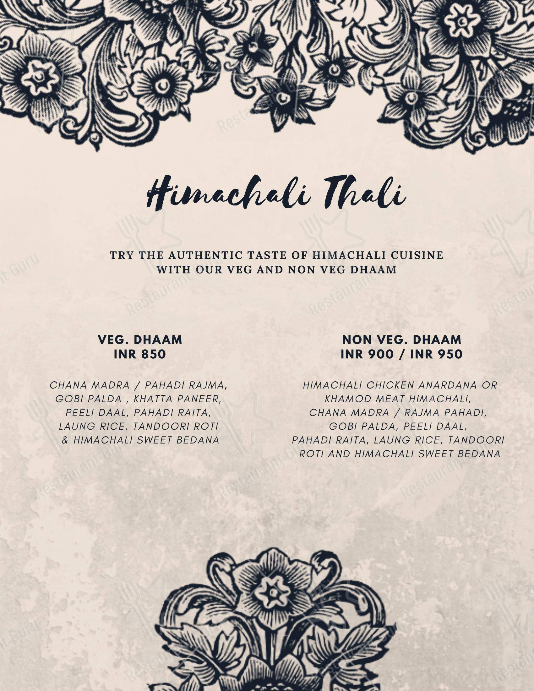 Eighteen71 Cookhouse & Bar (Indian & Oriental Fine Dining Restaurant in Shimla) in Shimla - Menu