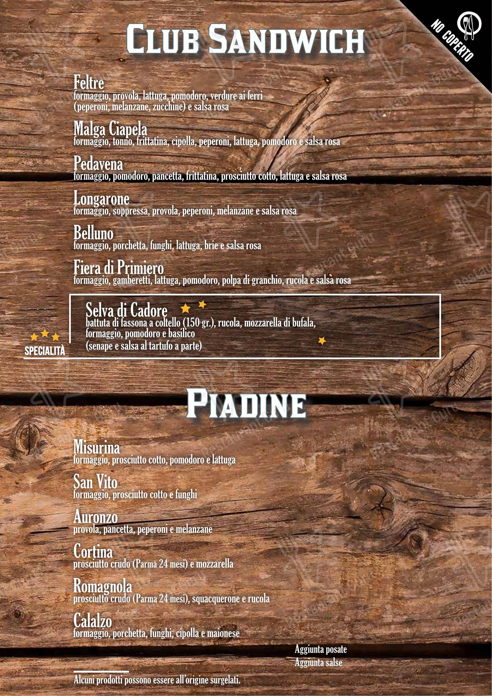 Fabbrica di Pedavena Mirano in Mirano - Menu