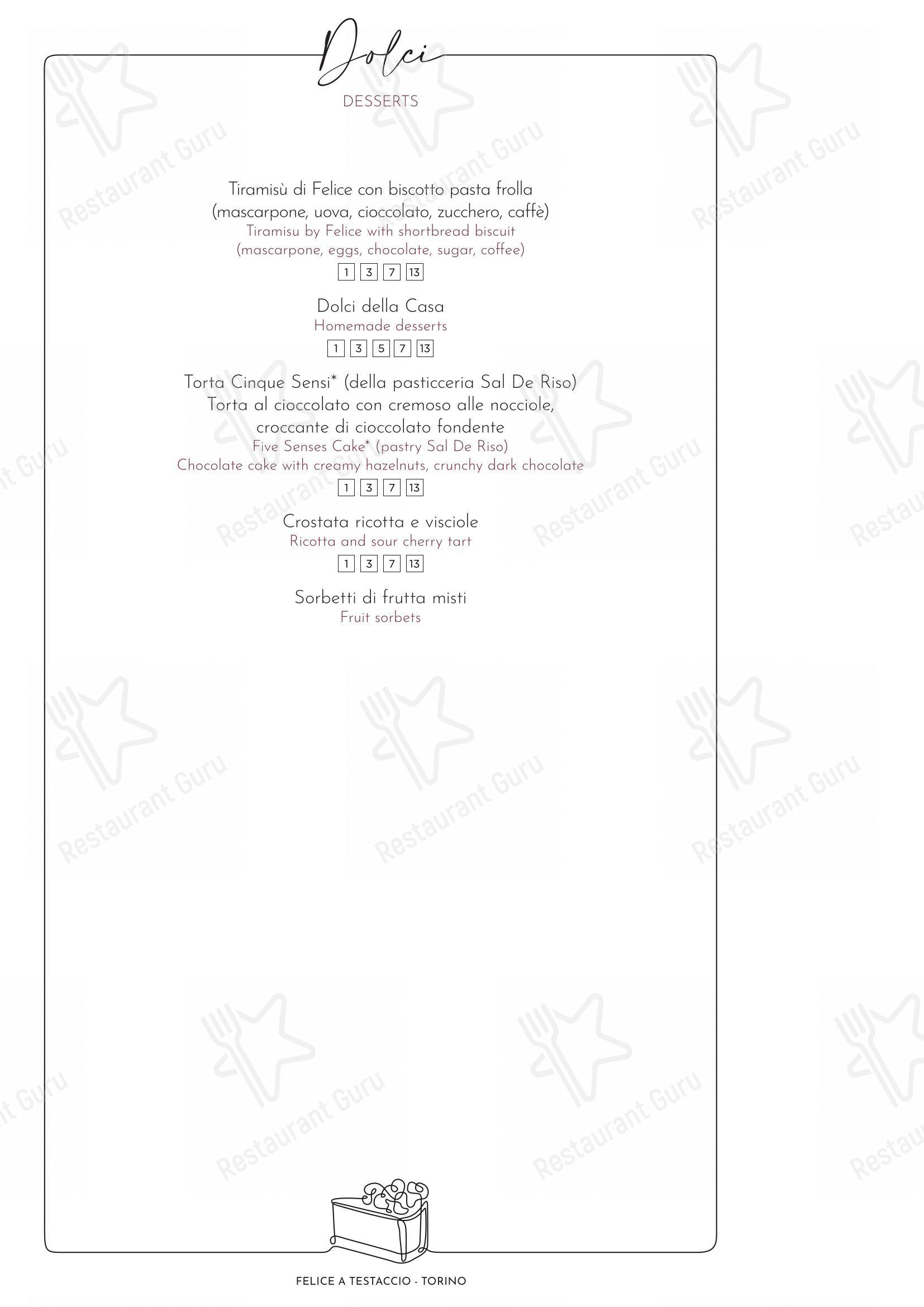 菜单 per Felice a Testaccio ROMA ristorante con griglia