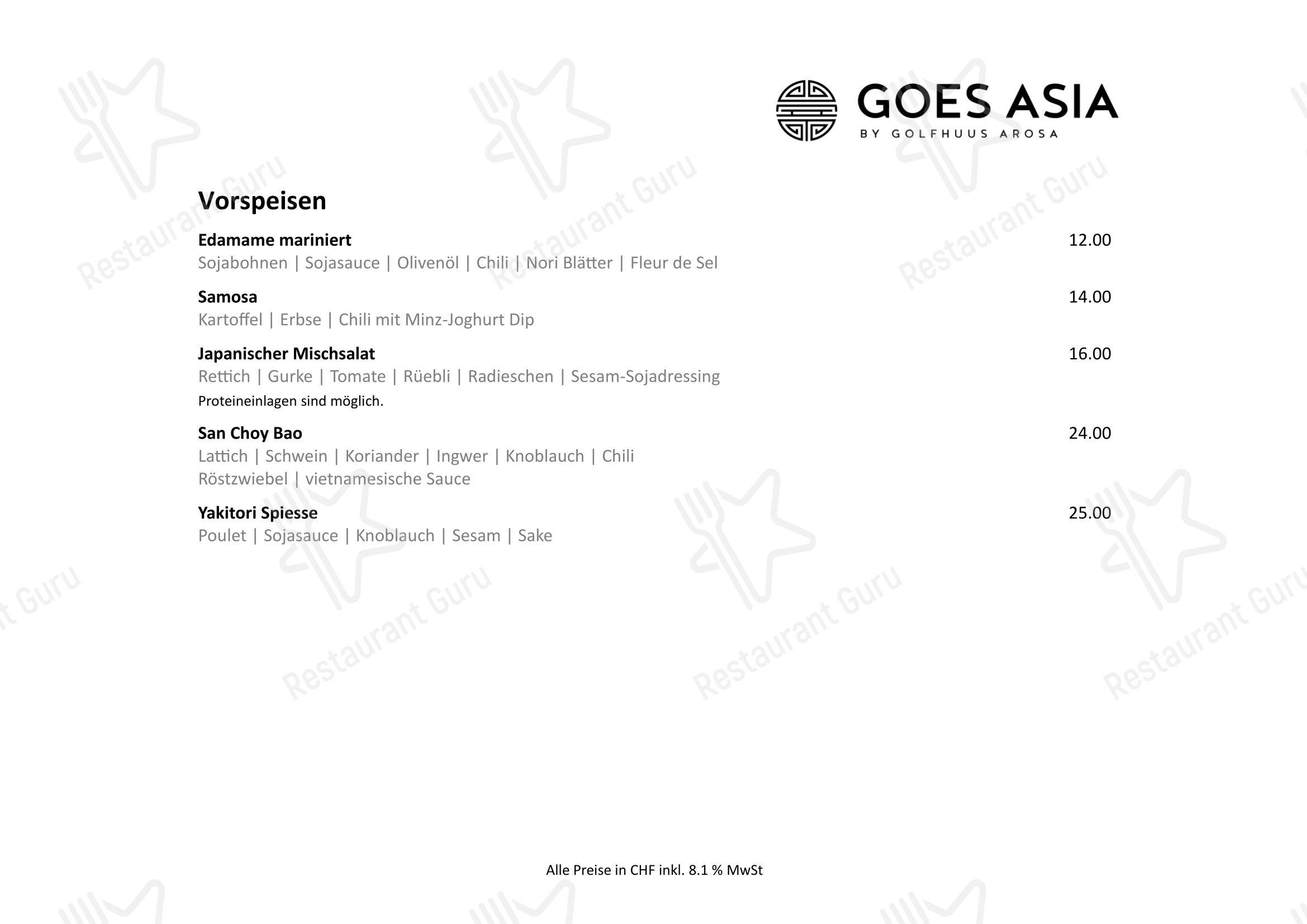 Menu per Golfhuus goes Asia ristorante
