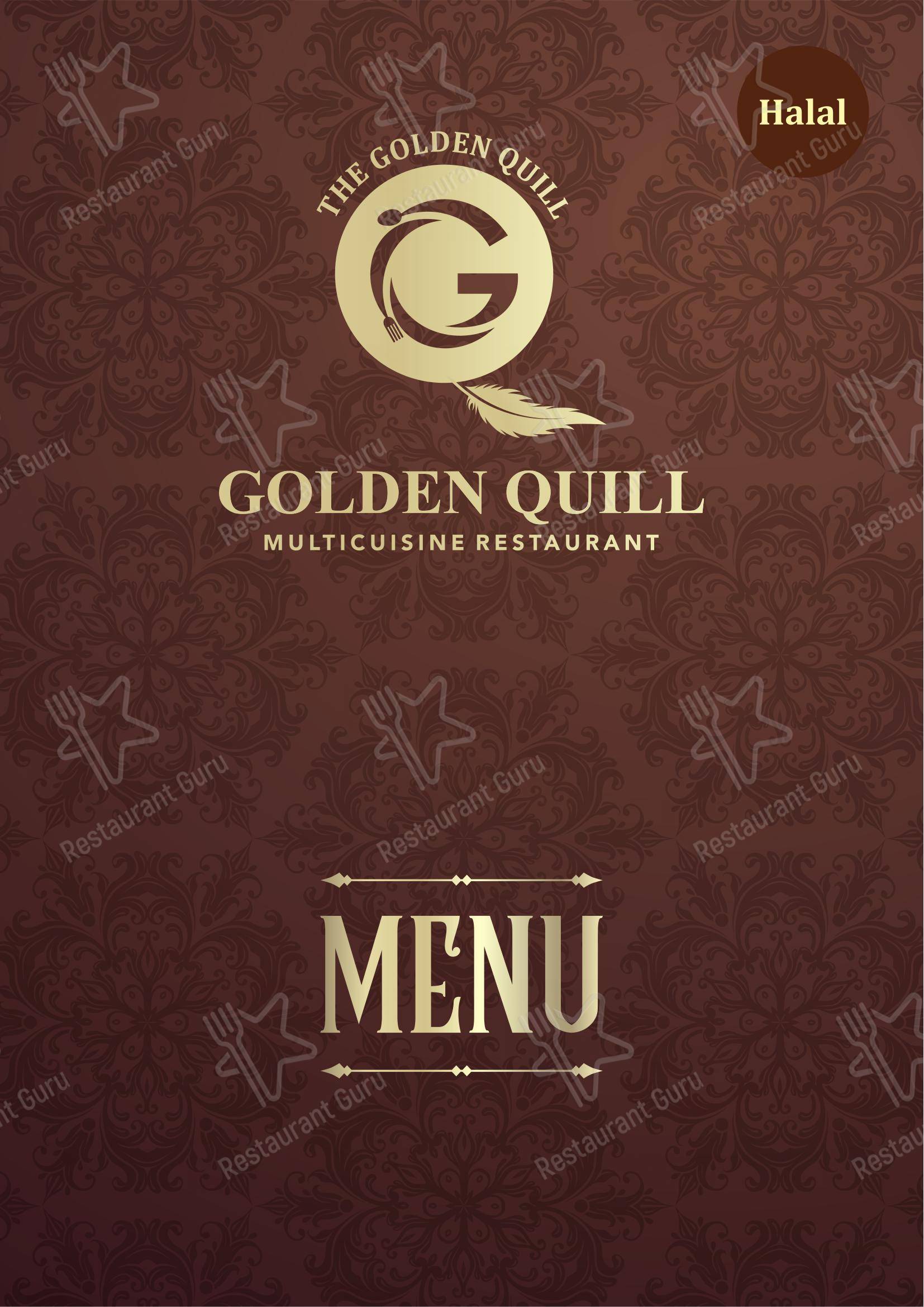 Menu for the Golden Quill Restaurant and Cafe restaurant