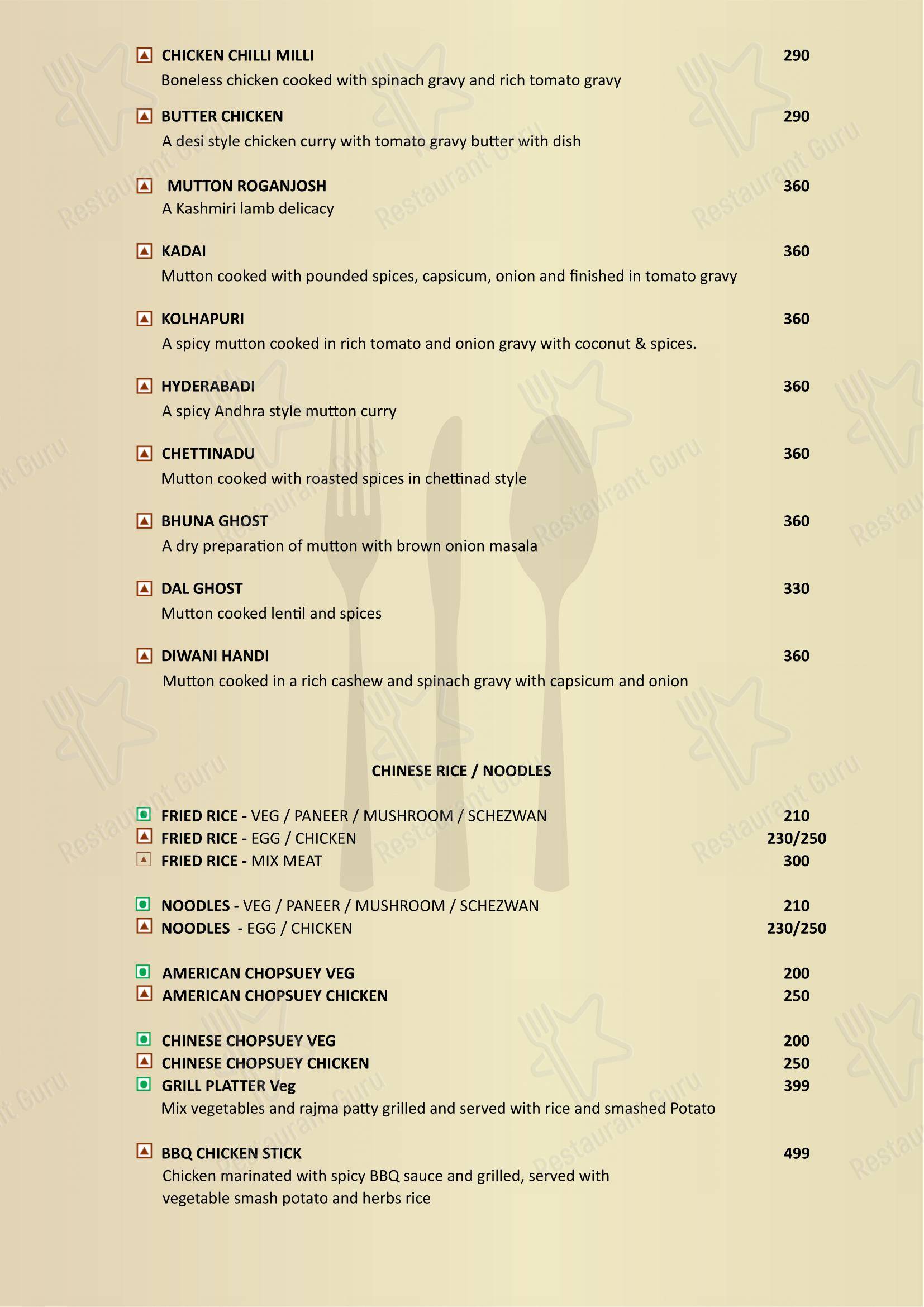 Golden Quill Restaurant and Cafe in Mysuru - Menu