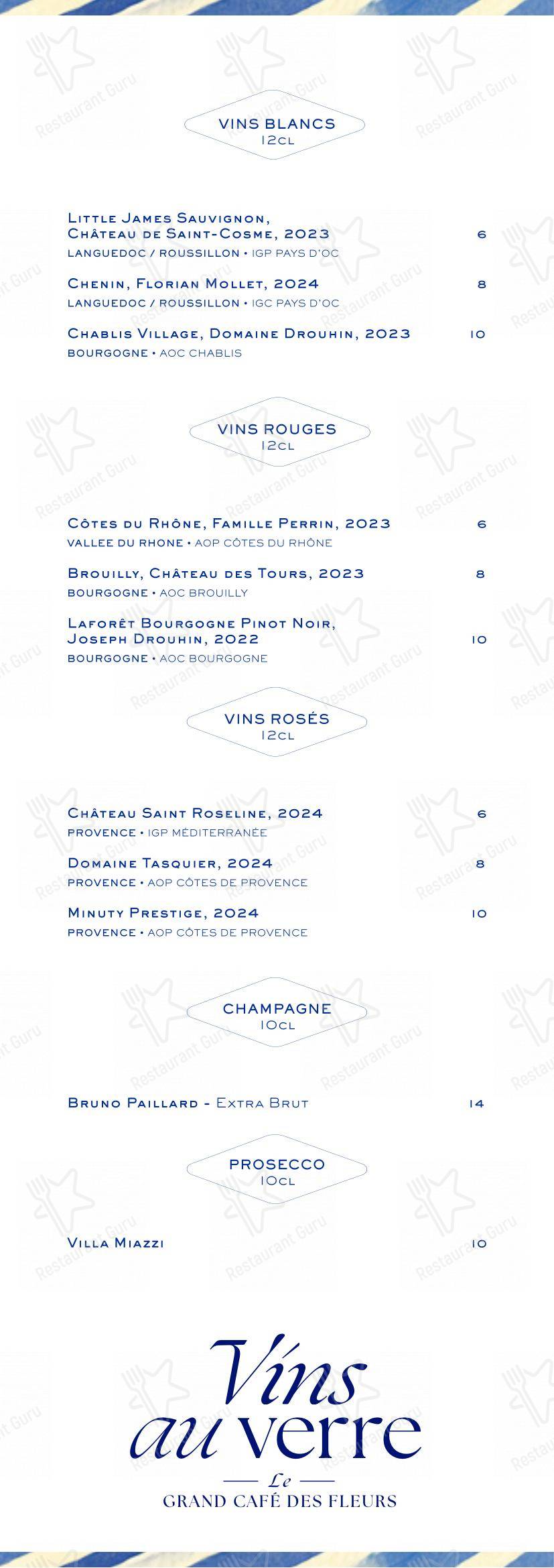 Grand Café des Fleurs dans Nice - Menu