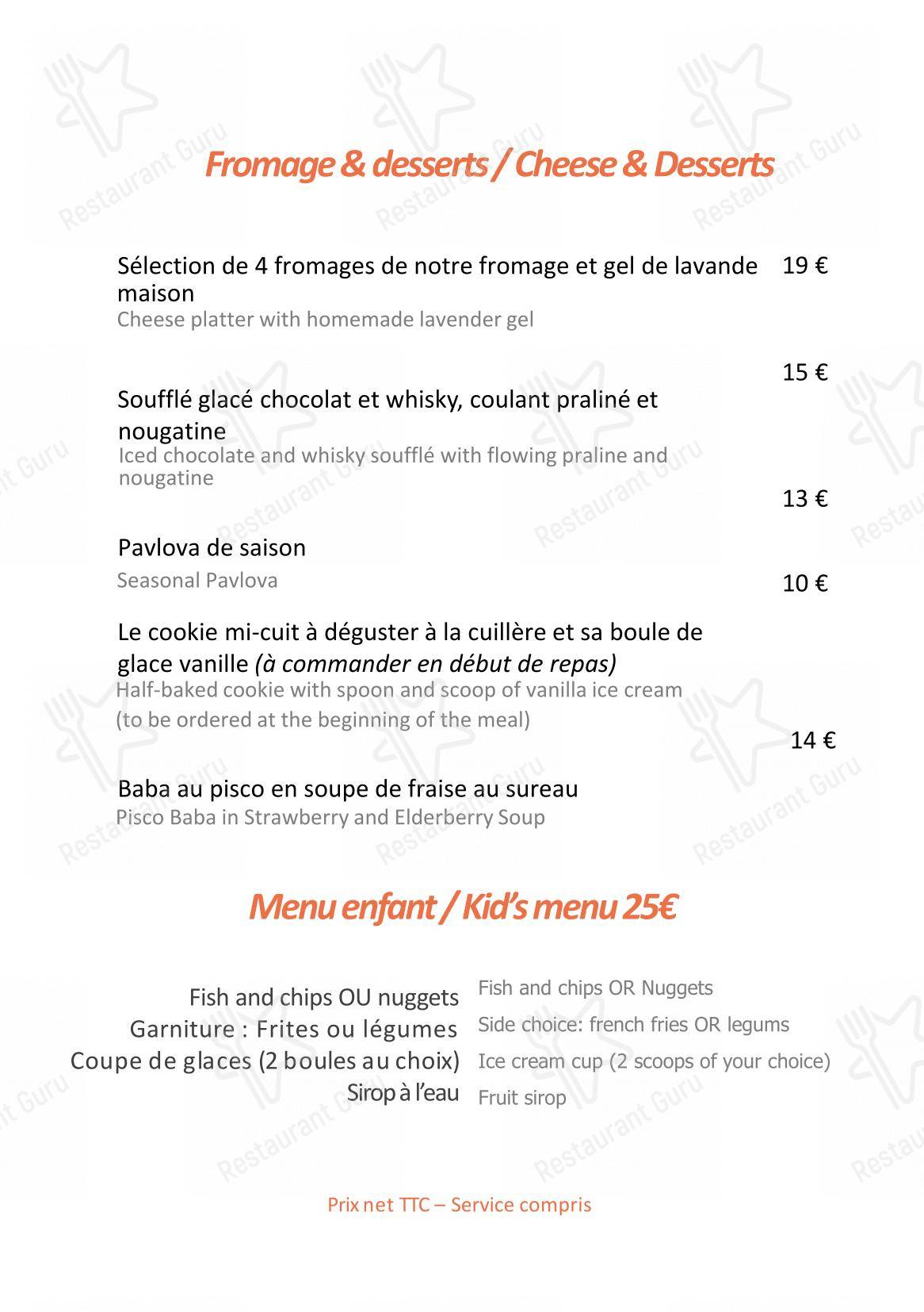 Menu pour HR Hôtel & Spa Marin - Menu