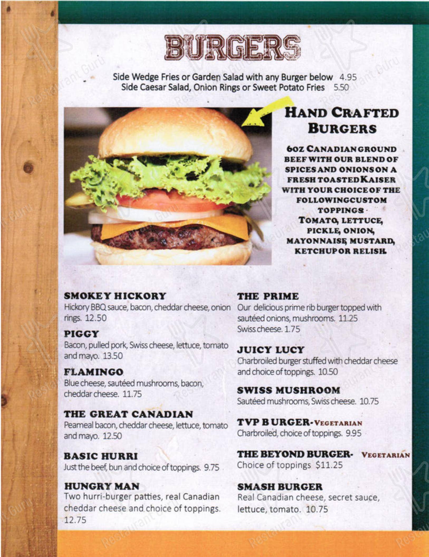 Menu pour Hurricanes - Menu