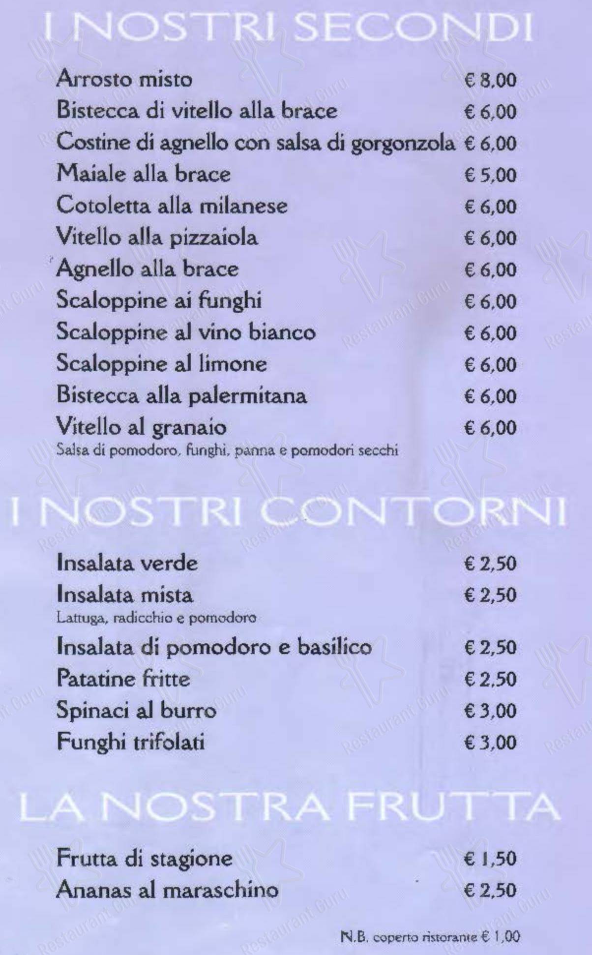 Il Granaio in Roccapalumba - 菜单