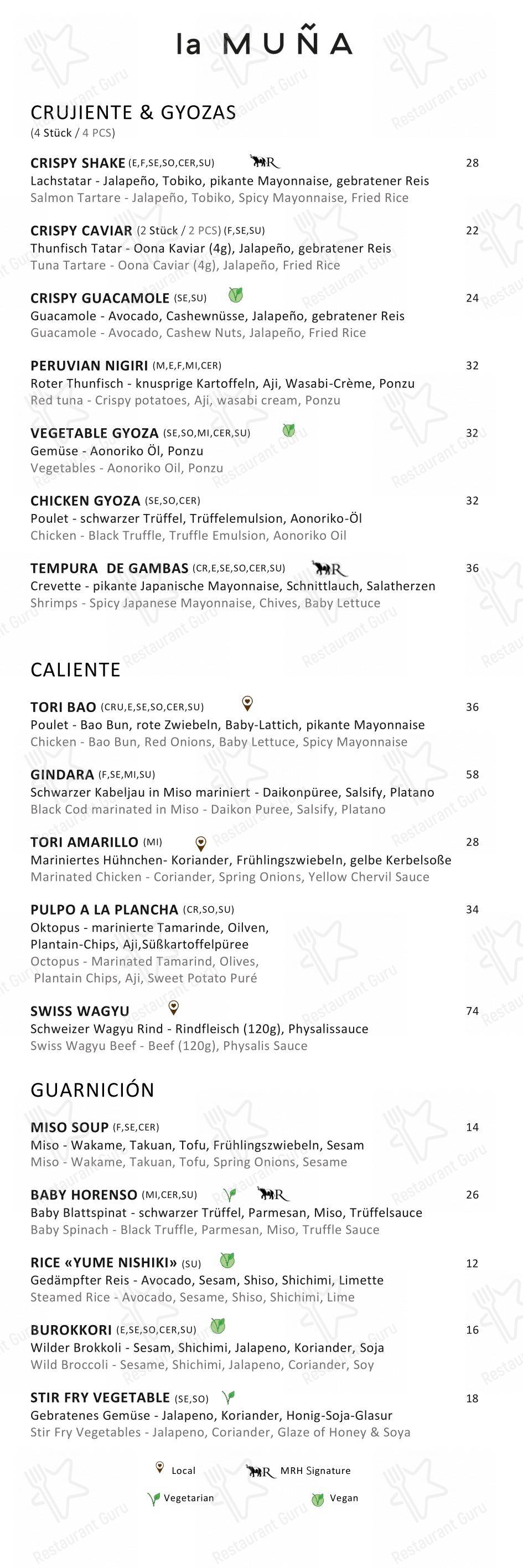 Menu di La Muña Davos - Menu