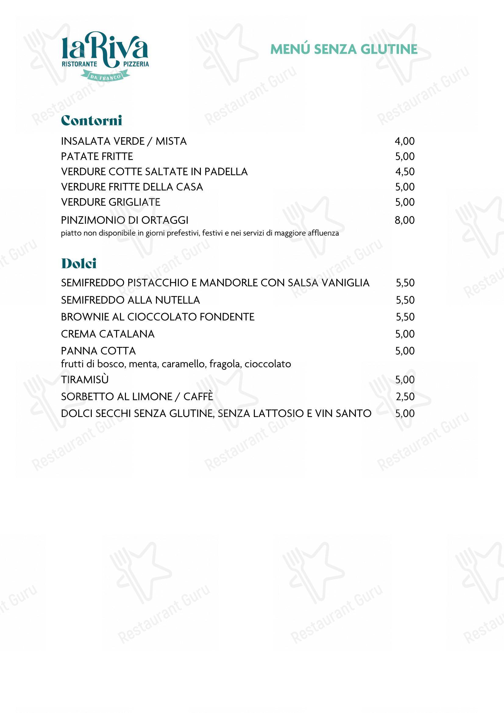 Menu bar per La Riva da Franco in Marotta