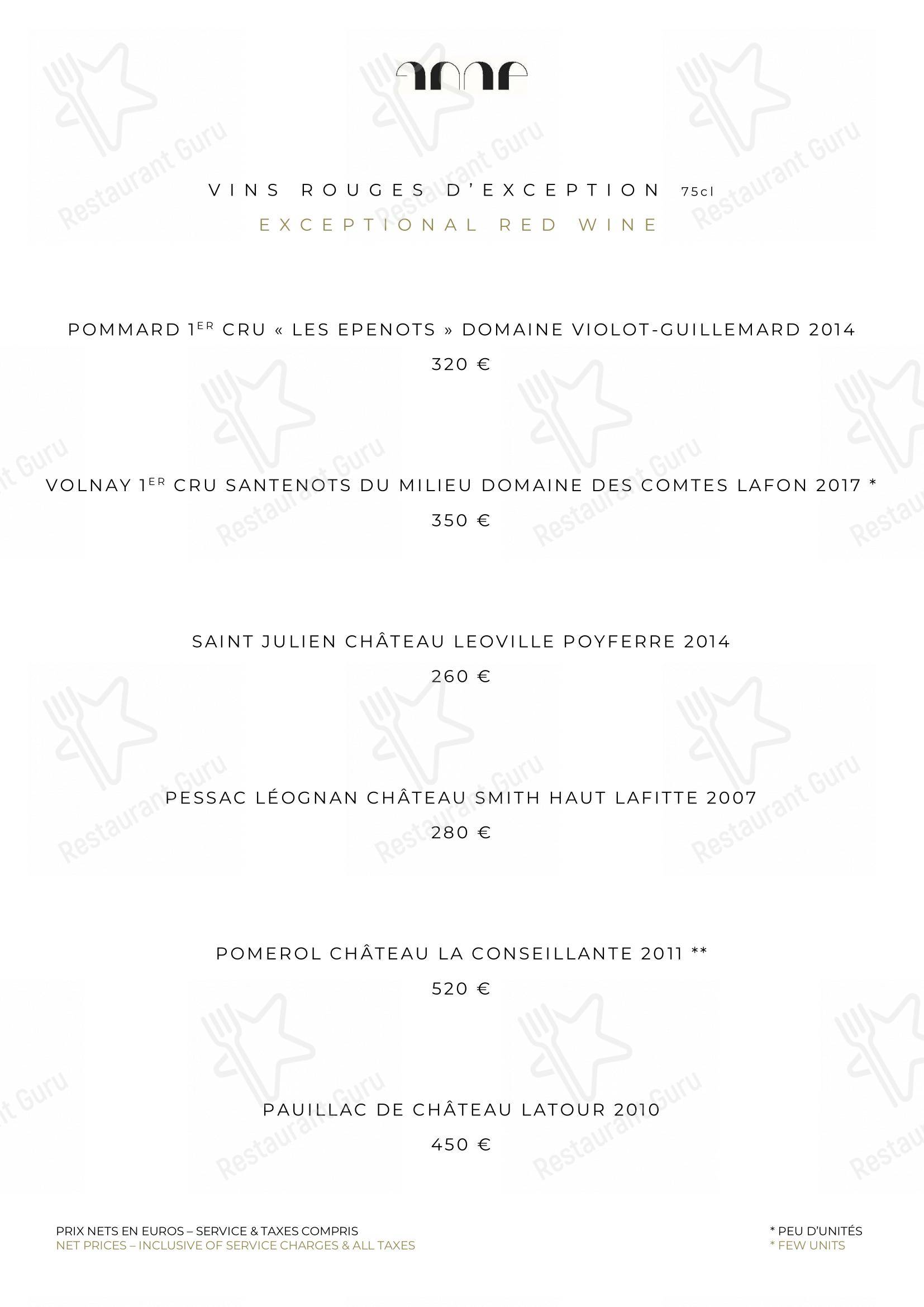 Menu pour Le Pavillon de la Reine - Takeaway Menu
