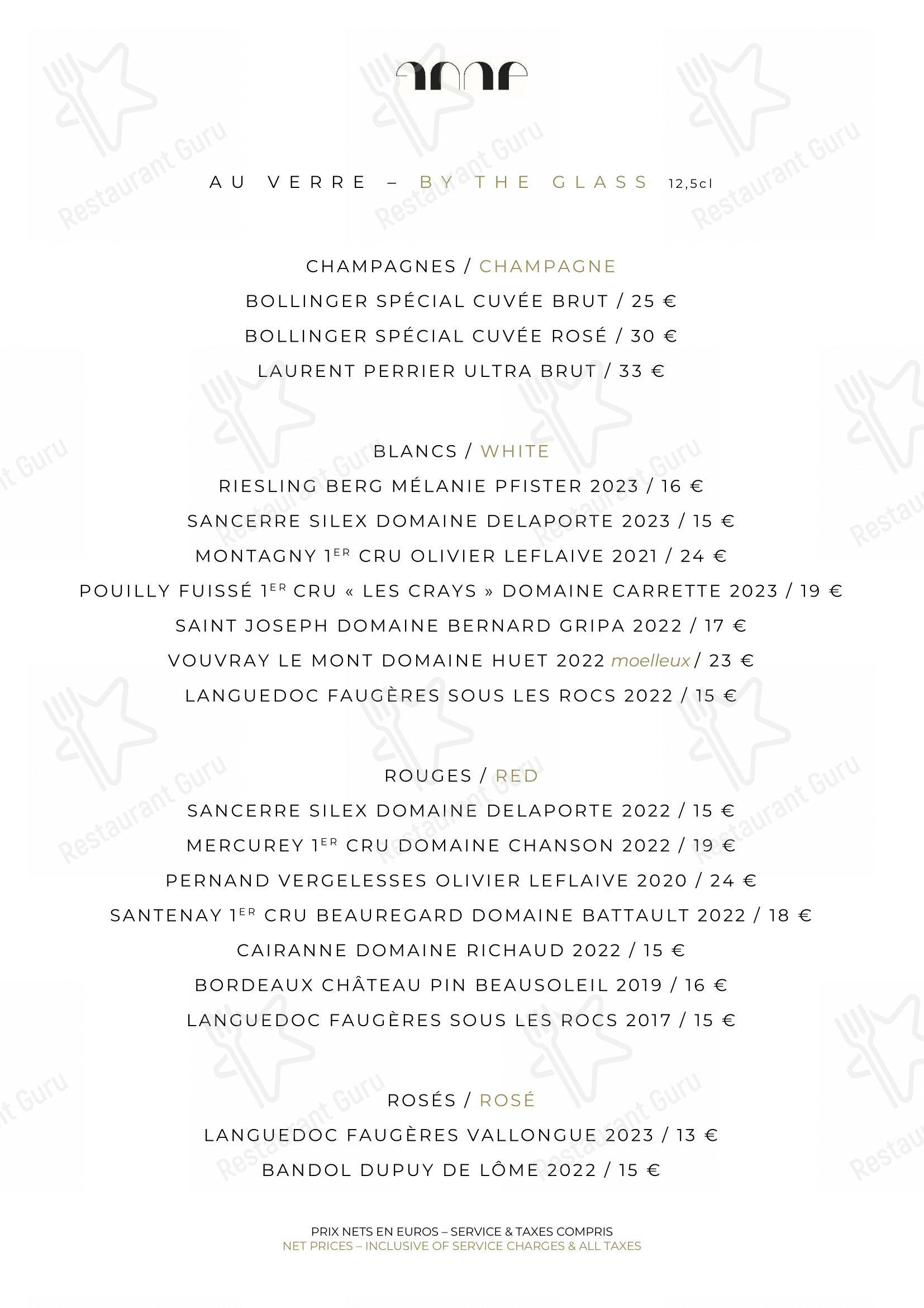 Le Pavillon de la Reine dans Paris - Dinner Menu