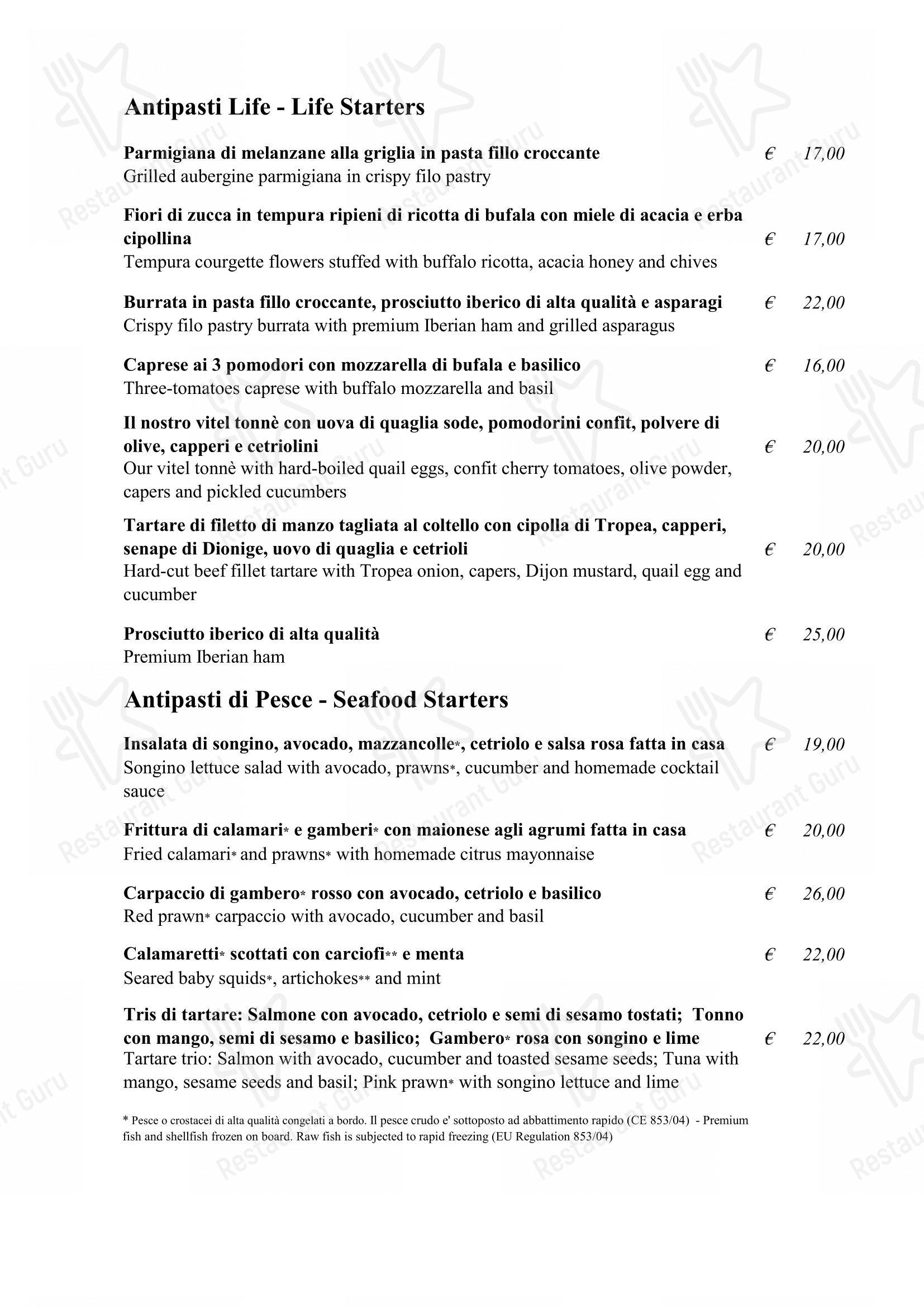 Menu bar per Life ristorante