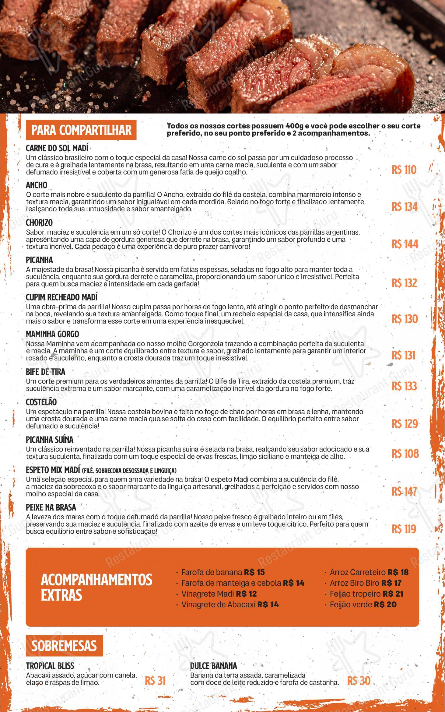 Ночное меню para Madí restaurante