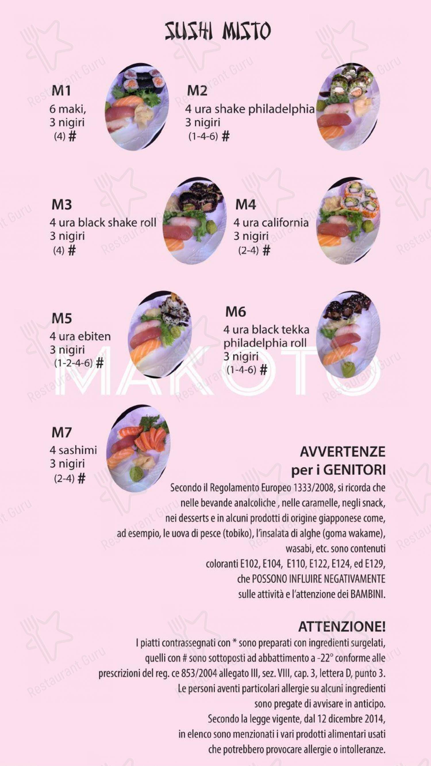 Menu per Makoto ristorante