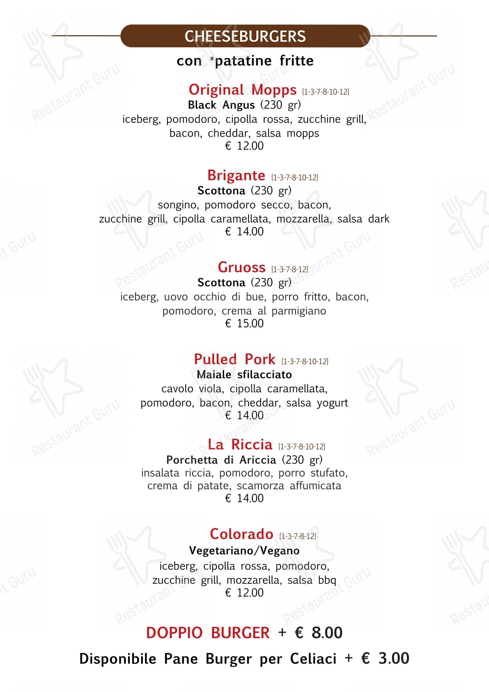 Menu bar pour Mopps dans Saronno