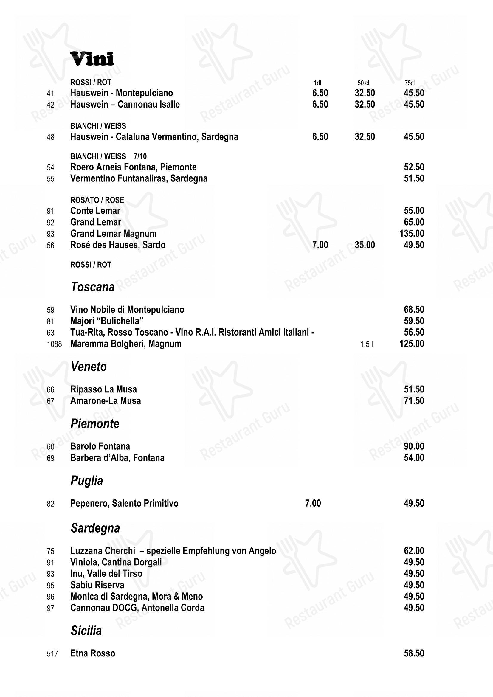 Menu di Pizzeria Bacco - 菜单