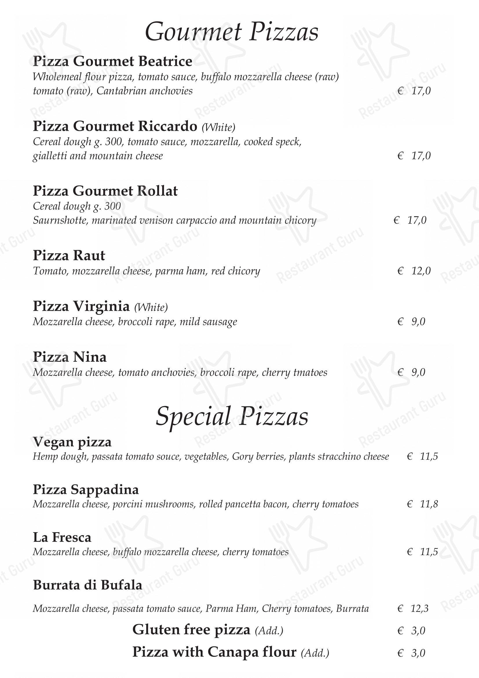 菜单 per Pizzeria Ristorante Ti Spiazza in Sappada