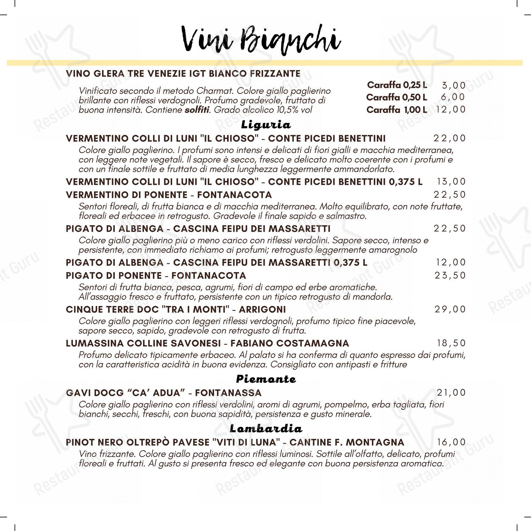 Pizzeria Ristorante Piedigrotta - Corso Torino in Genova - Menu
