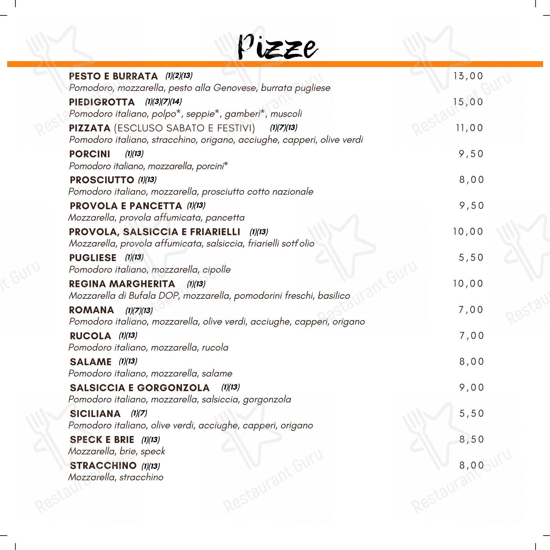 Menu di Pizzeria Ristorante Piedigrotta - Corso Torino - Menu