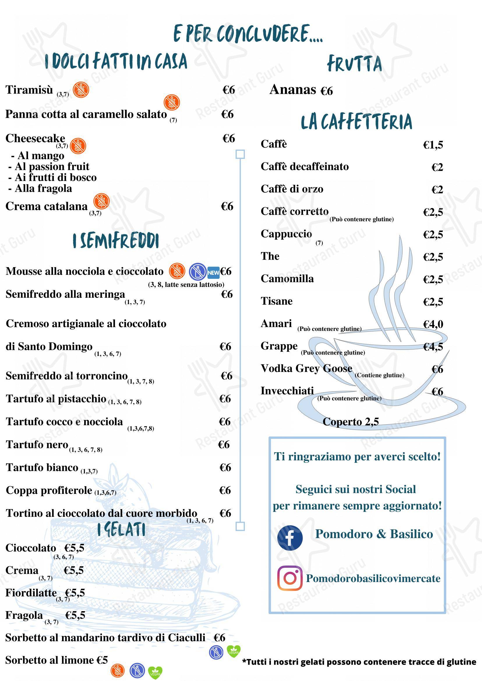 Pomodoro e Basilico dans Vimercate - Menu