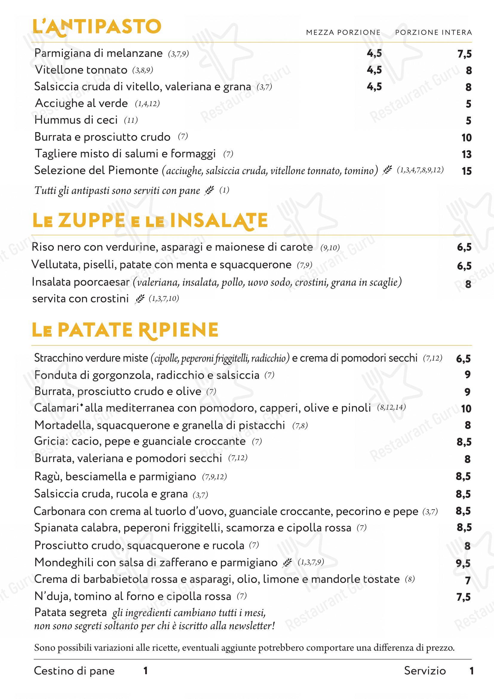 Poormanger in Torino - Menu