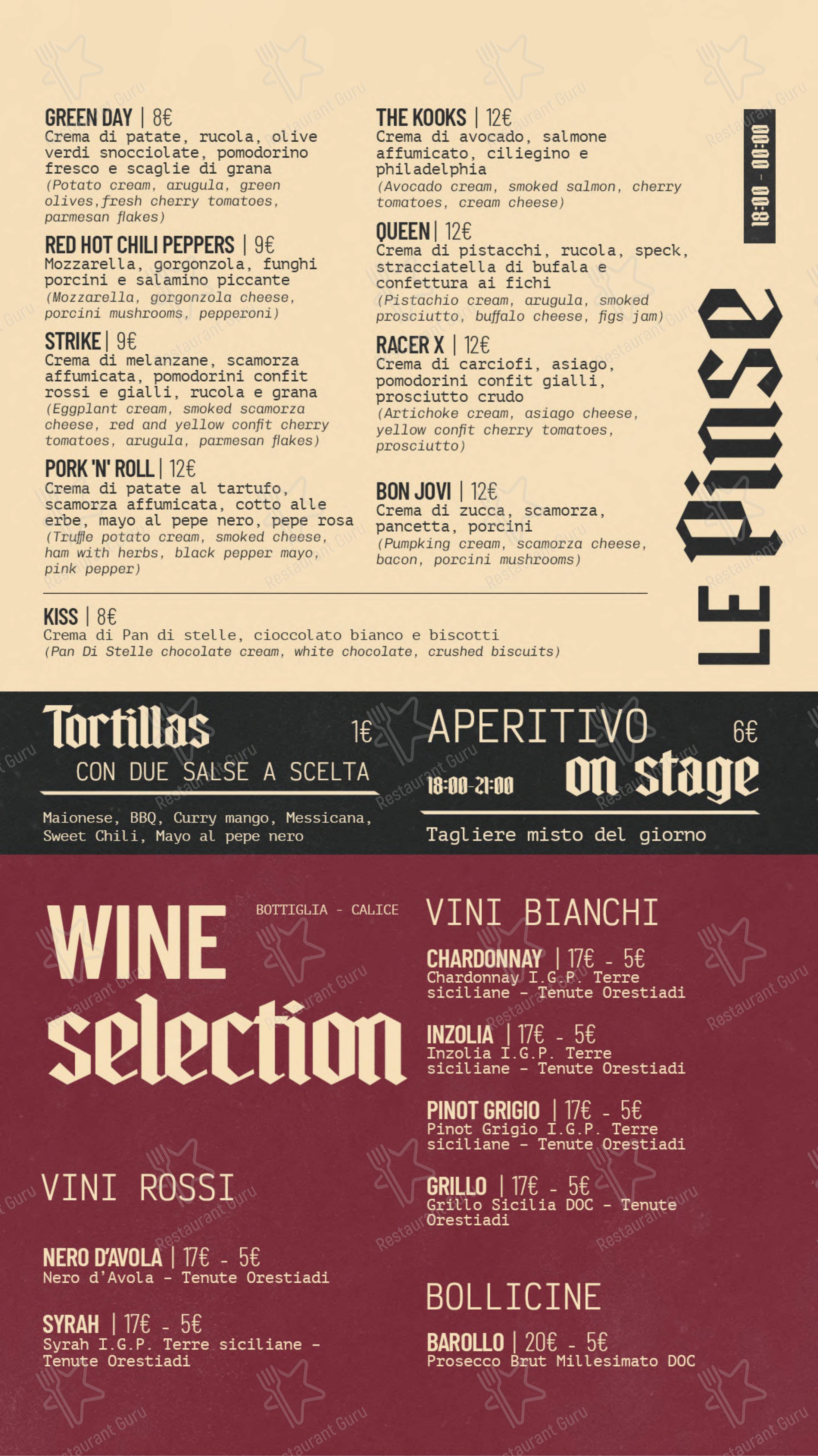 Menu di Radio Rock - Menu