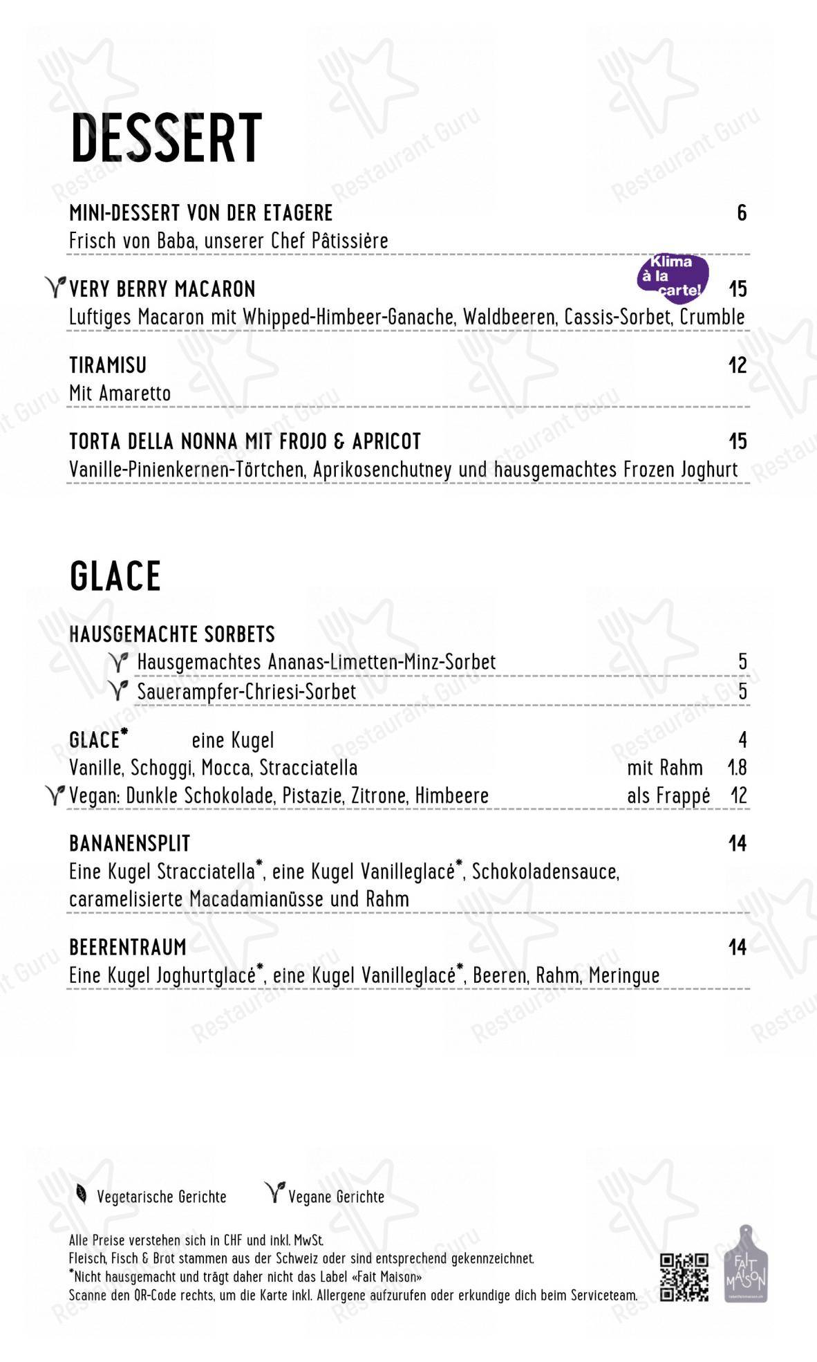 Menu per Restaurant Fredi in Winterthur