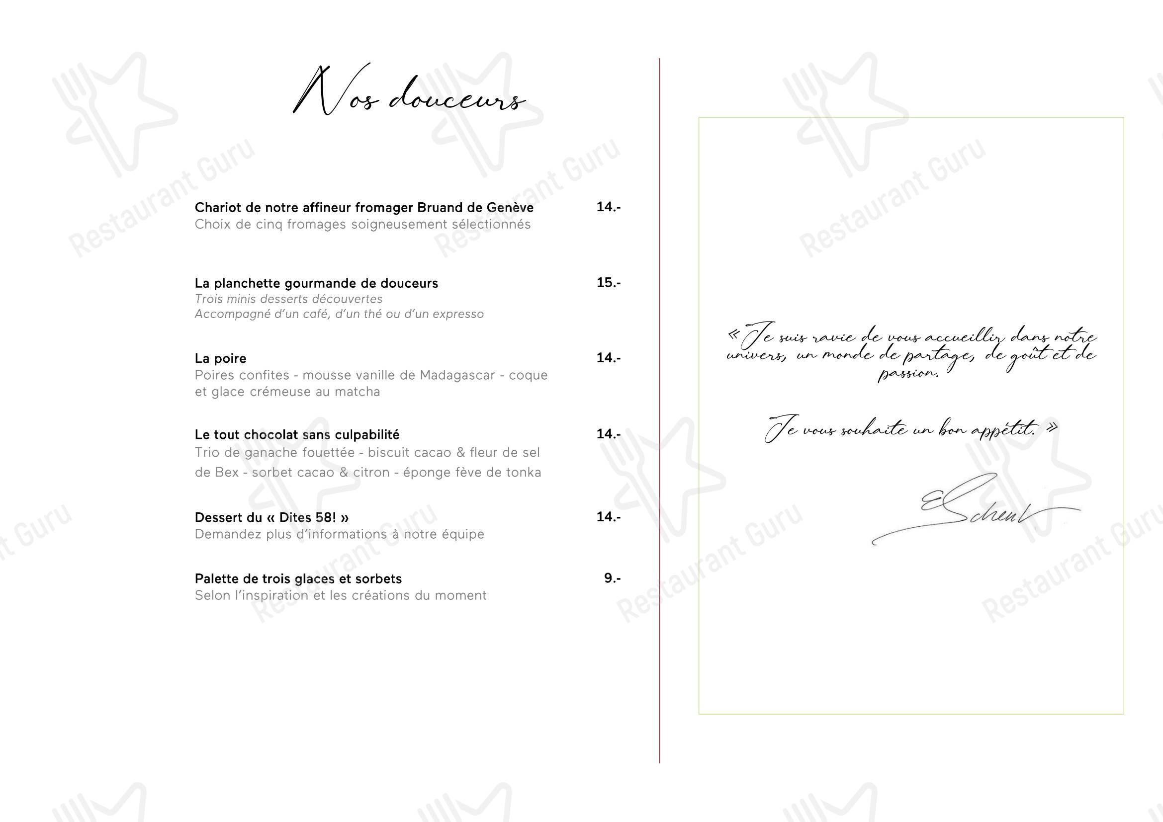 Restaurant Le Tourbillon in Plan-les-Ouates - Menu bar