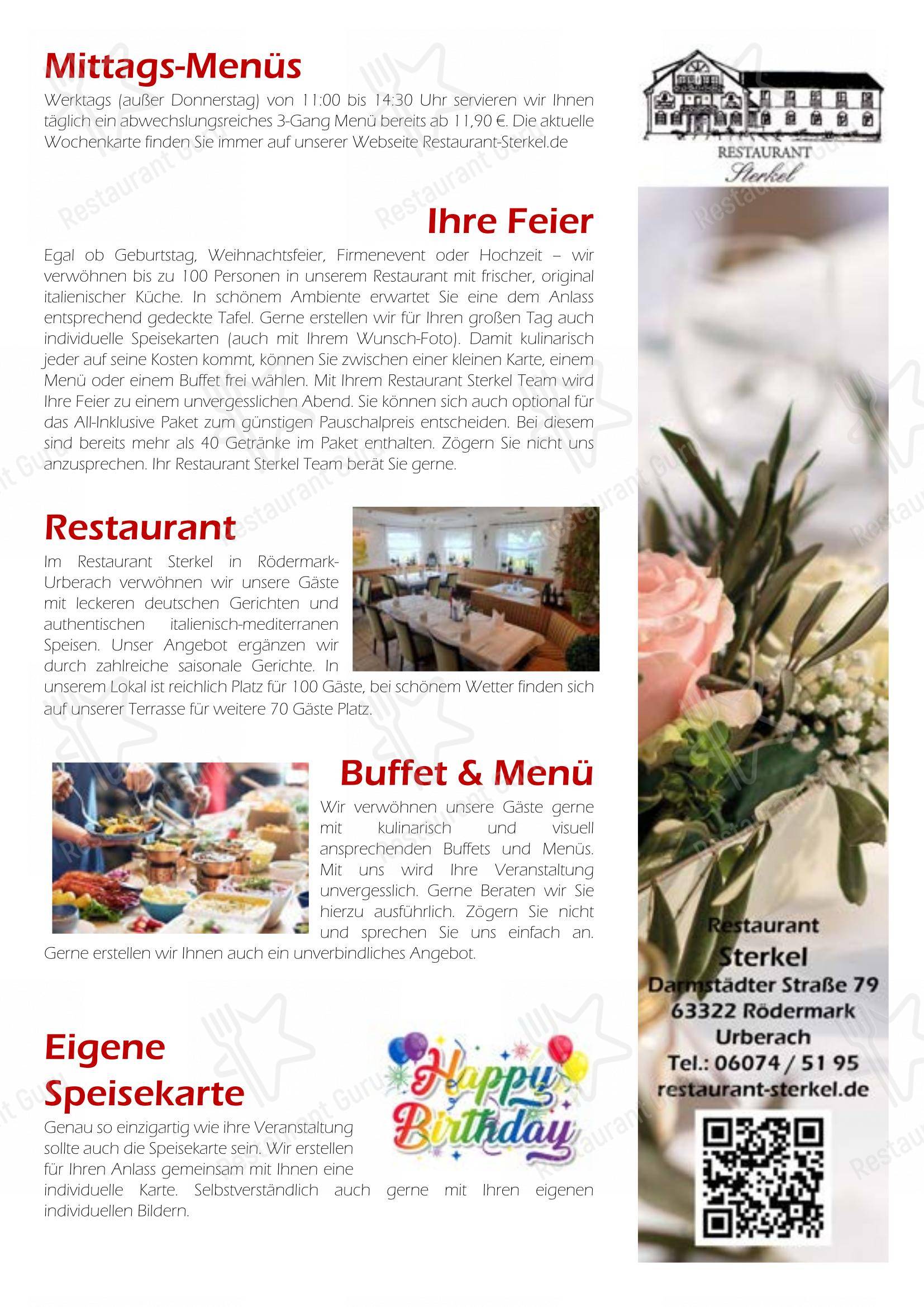 Menu pour Restaurant Sterkel restaurant