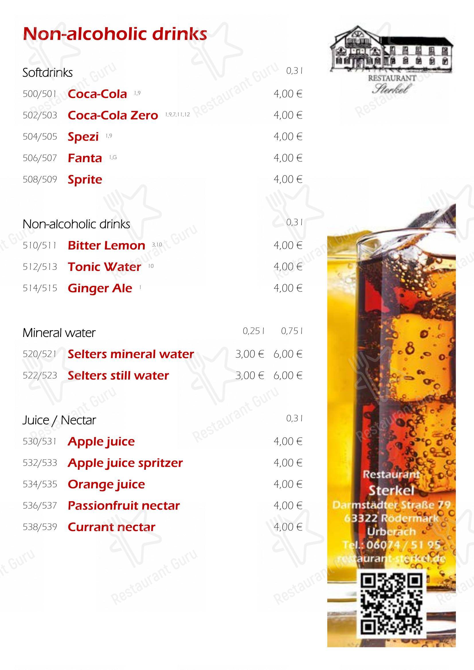 Основное меню pour Restaurant Sterkel restaurant