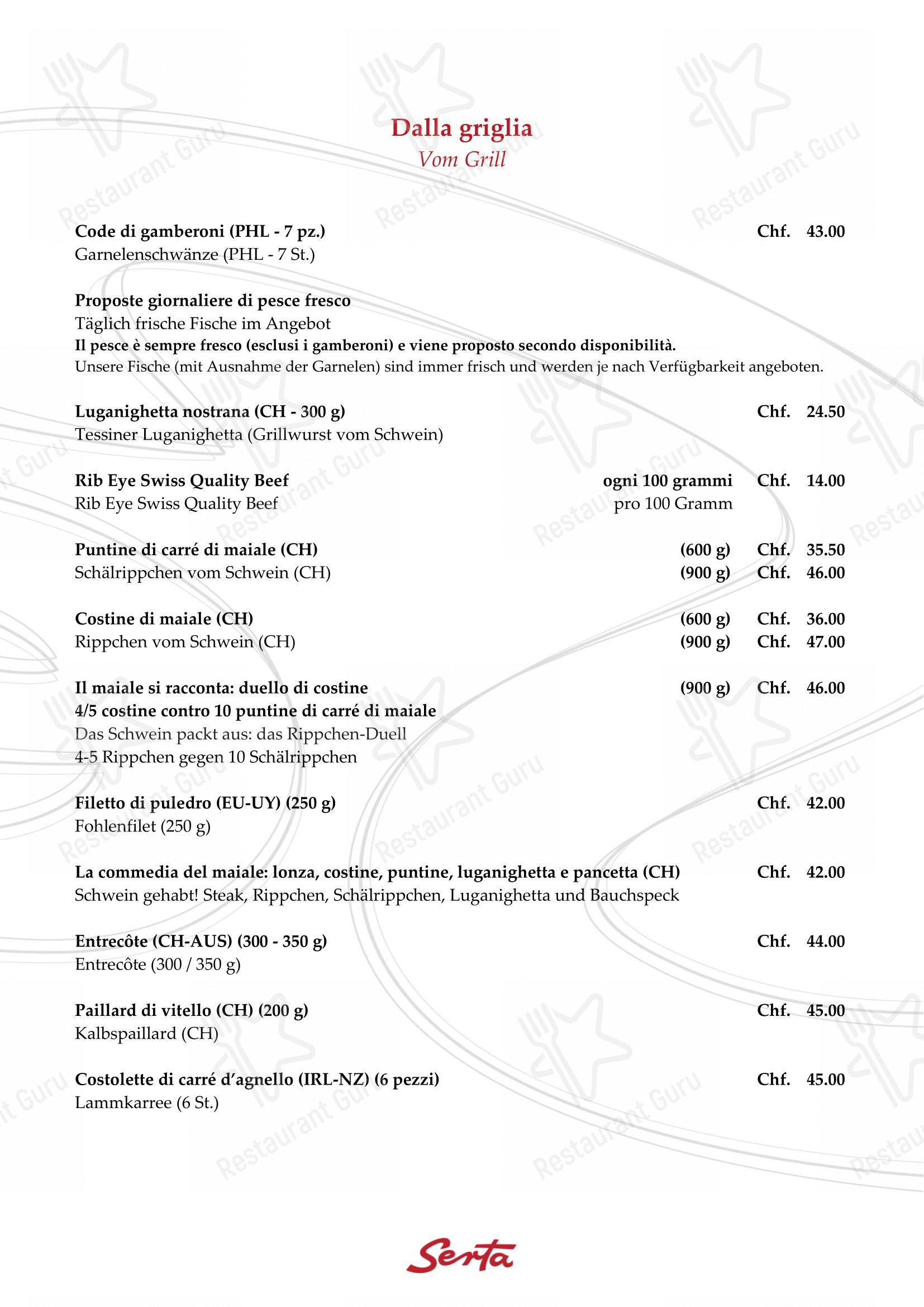 Menu bar per Ristorante Grotto Serta ristorante