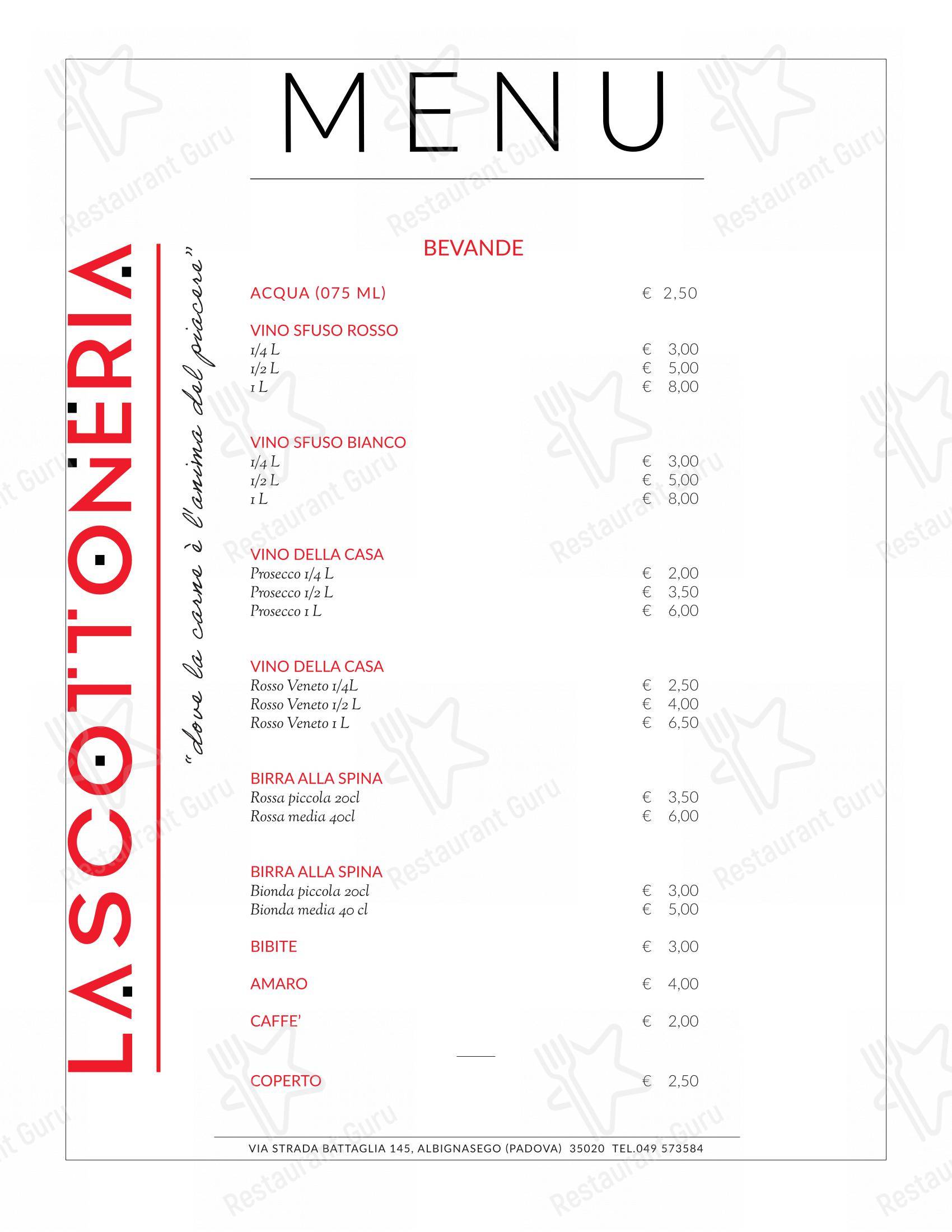 Menu di Ristorante La Scottoneria - Menu