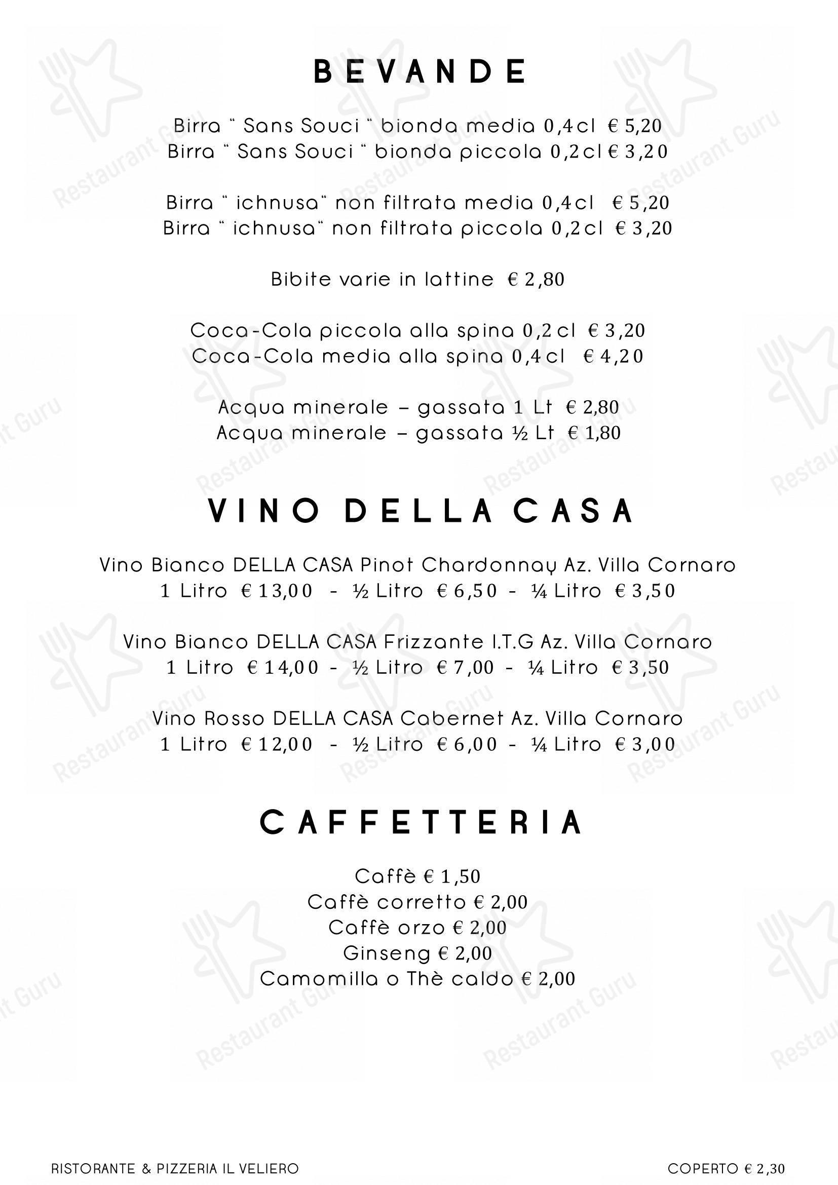 Menu per Ristorante Pizzeria Il Veliero in Rovato