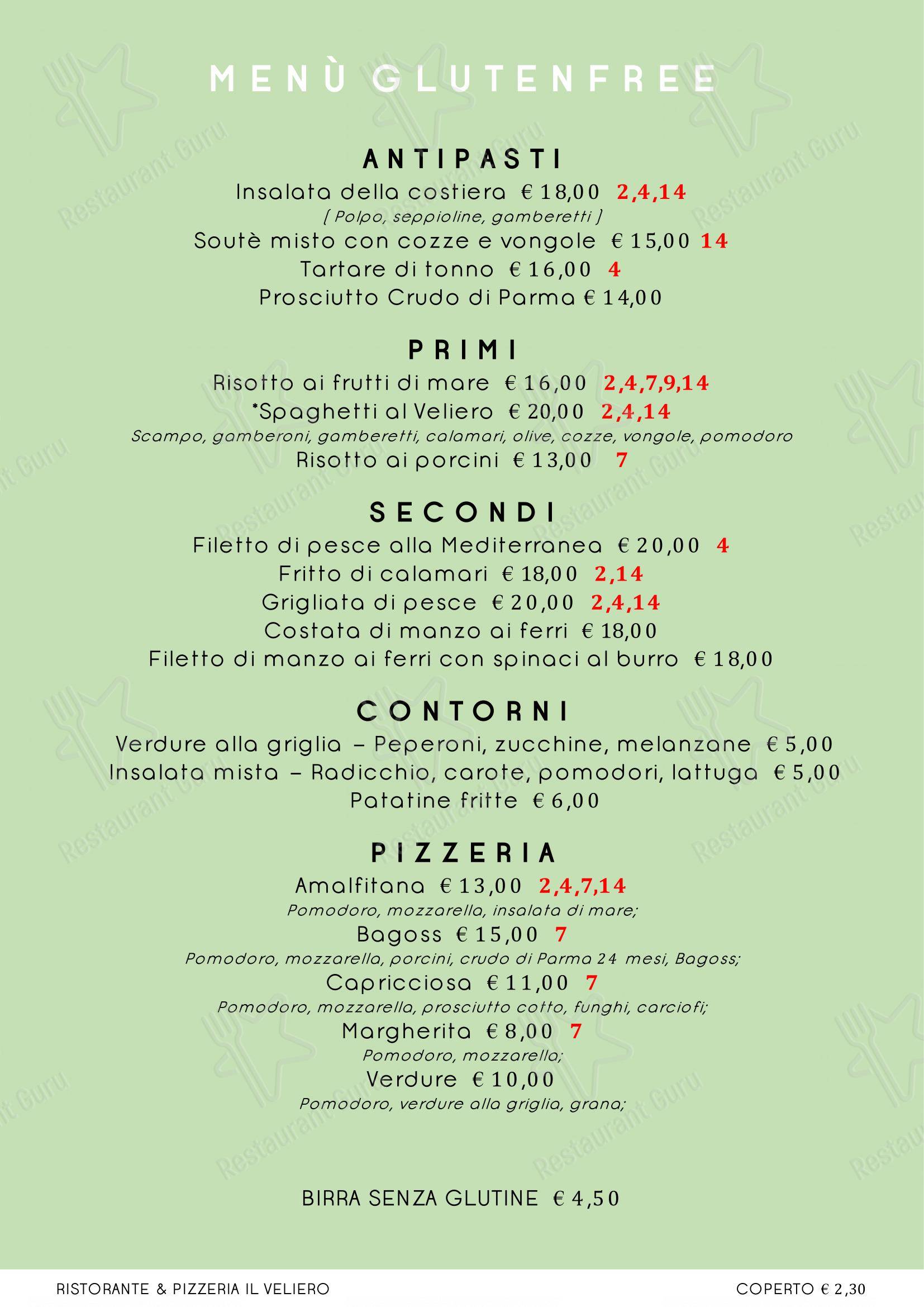 Menu di Ristorante Pizzeria Il Veliero - Menu