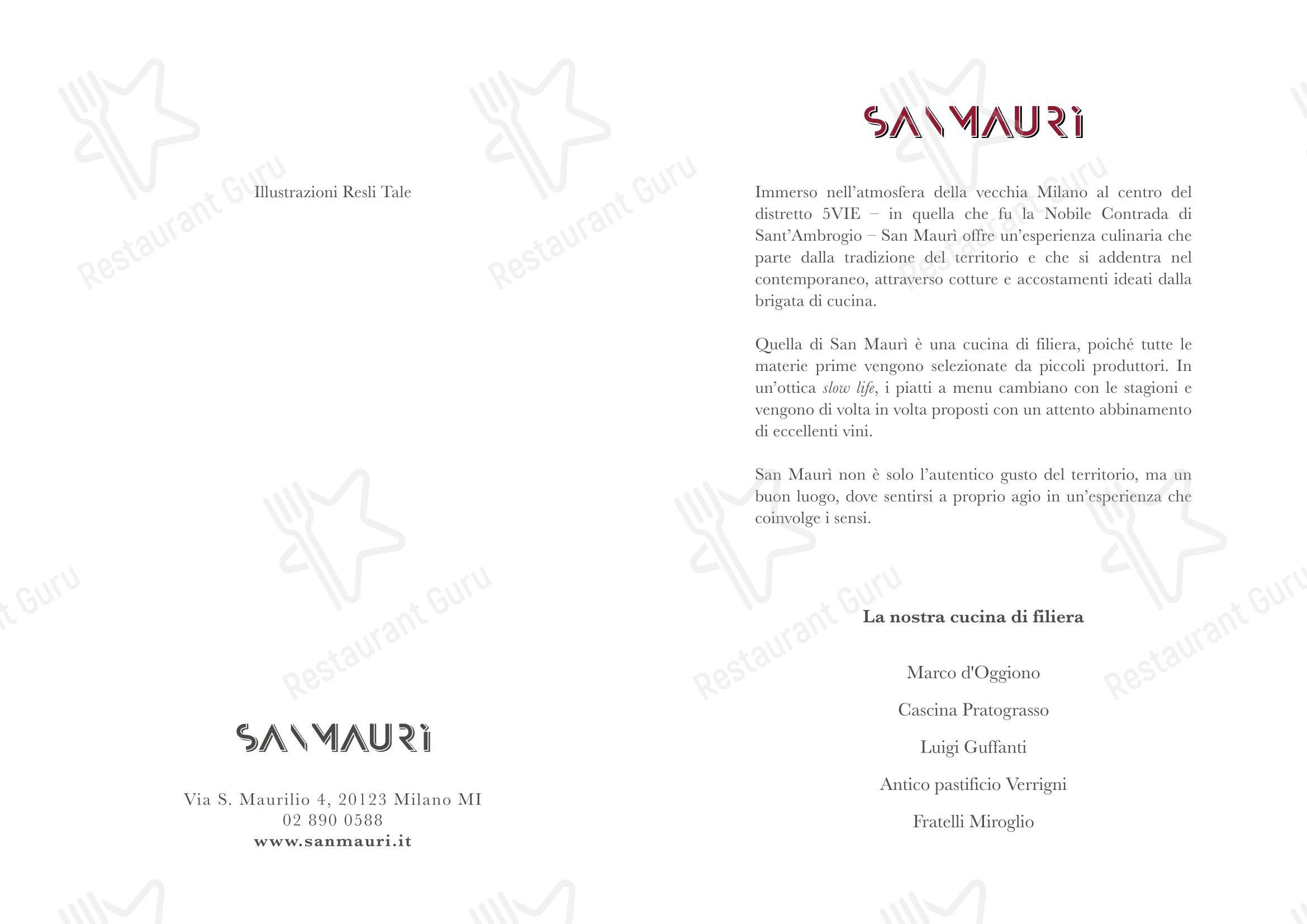 Menu bar per San Maurì in Milano