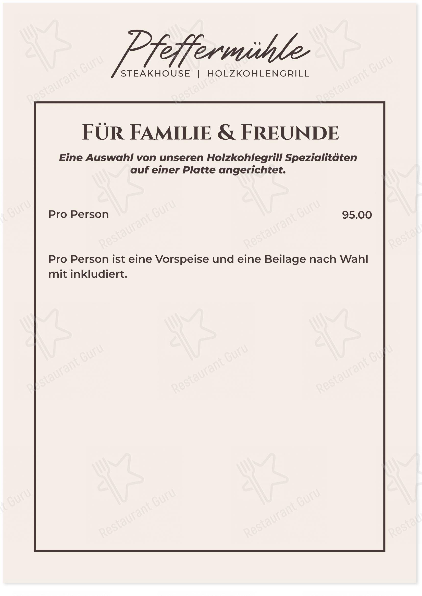 Menu per SteakHouse Pfeffermühle in Rorschach