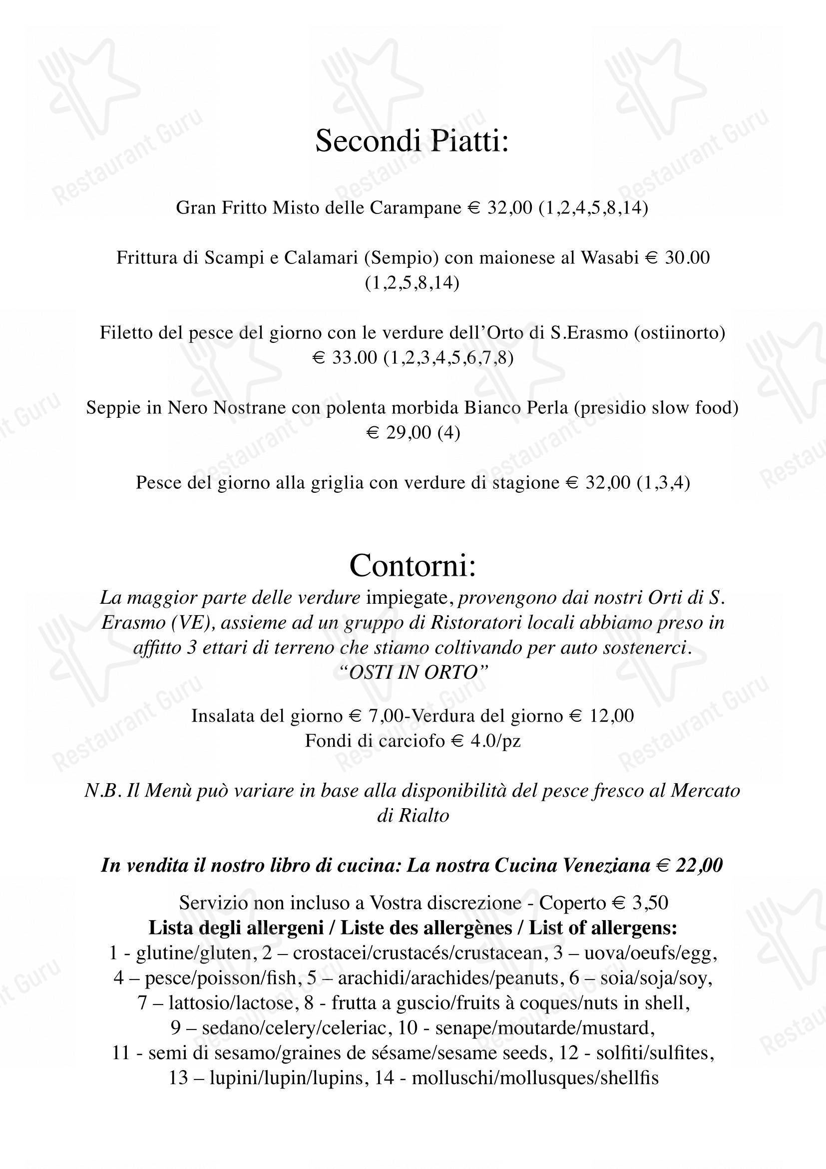 Le Antiche Carampane in Venezia - Menu bar