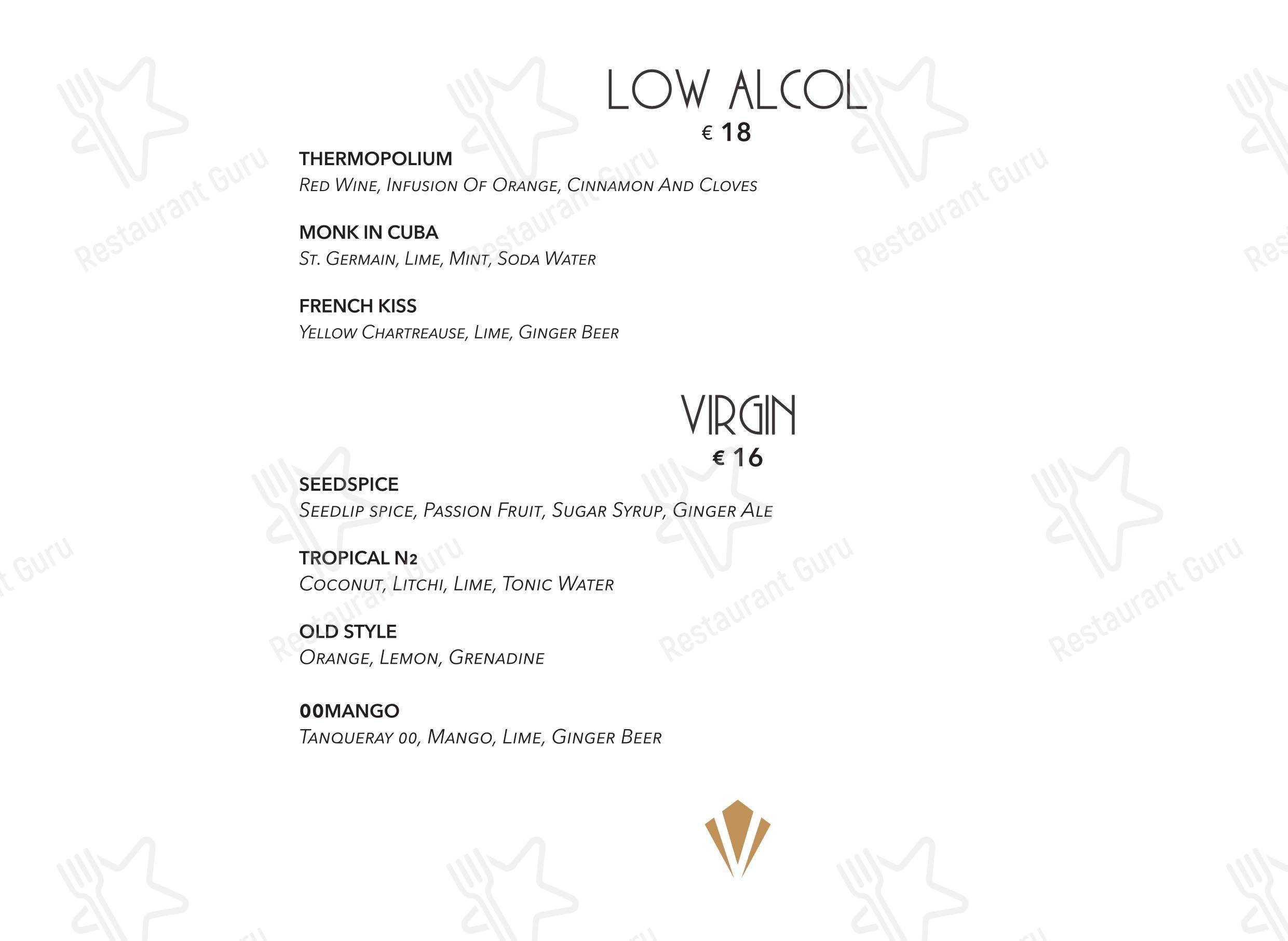 Menu bar per Valentyne Restaurant & Club in Roma
