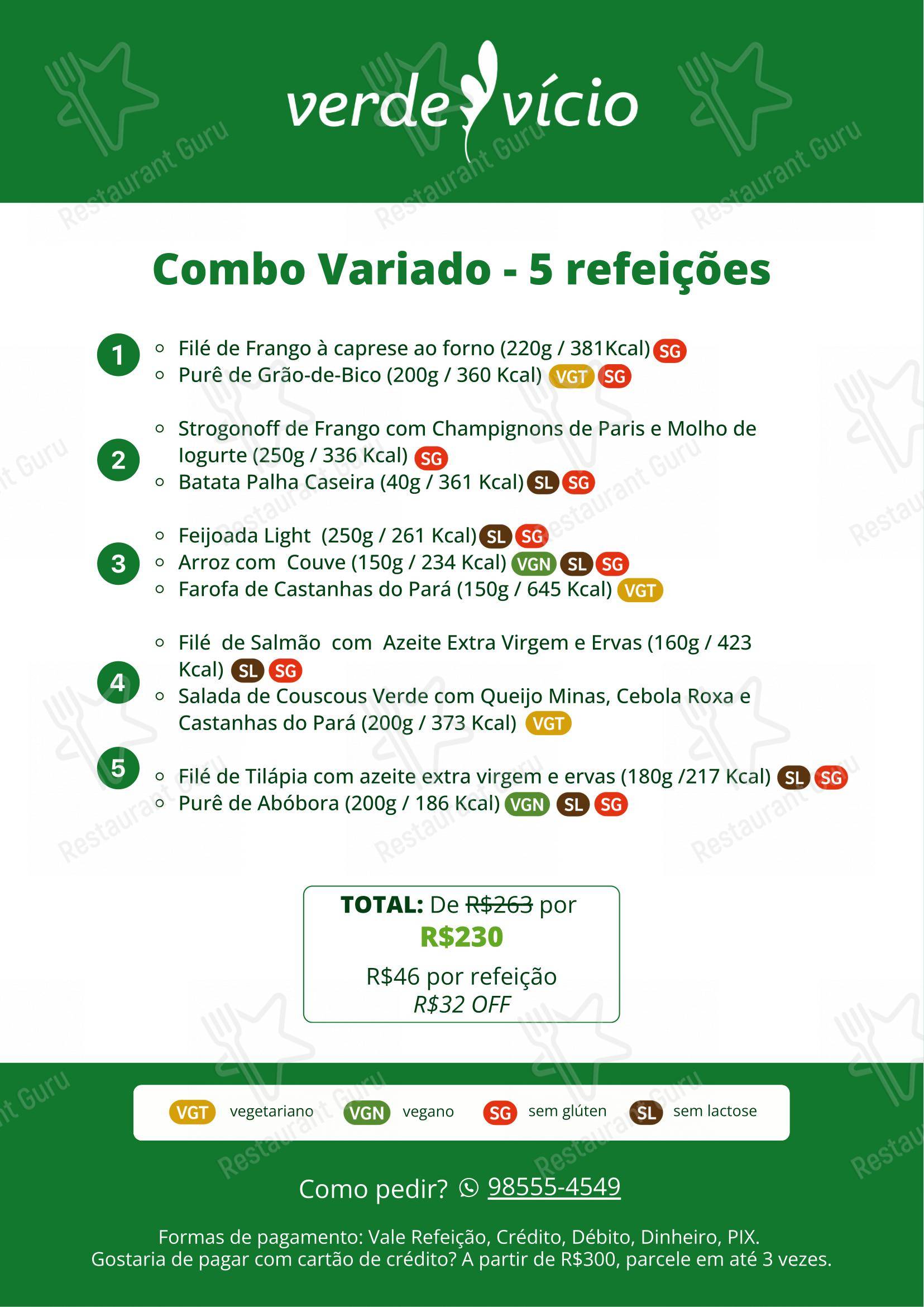 Menu para Verde Vício em Rio de Janeiro