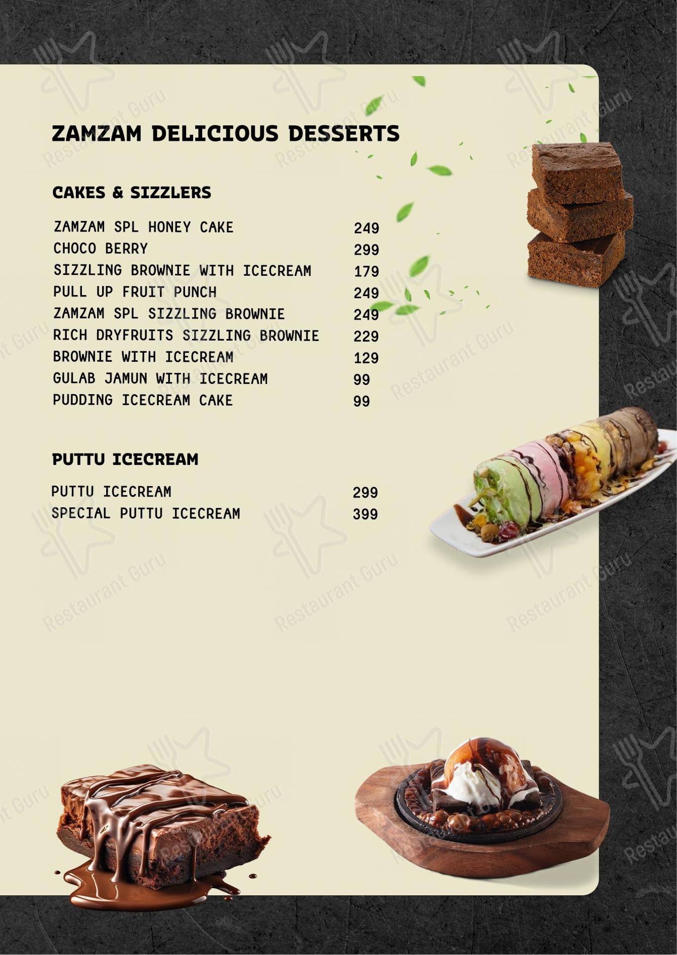 Zam Zam Restaurant in Kanyakumari - Menu