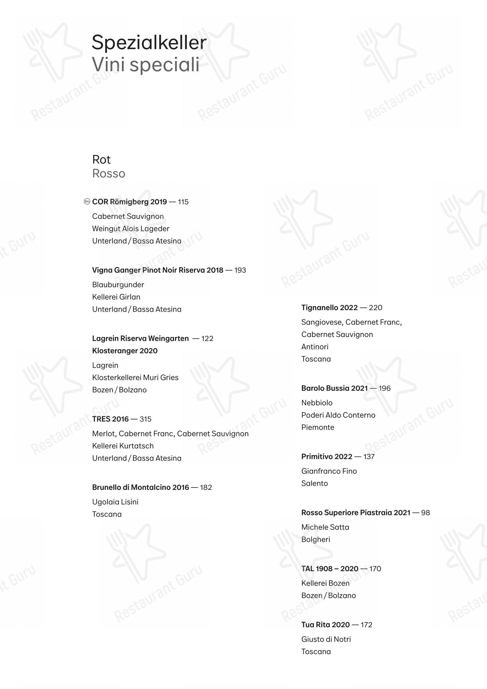 Menu bar per fink in Bressanone