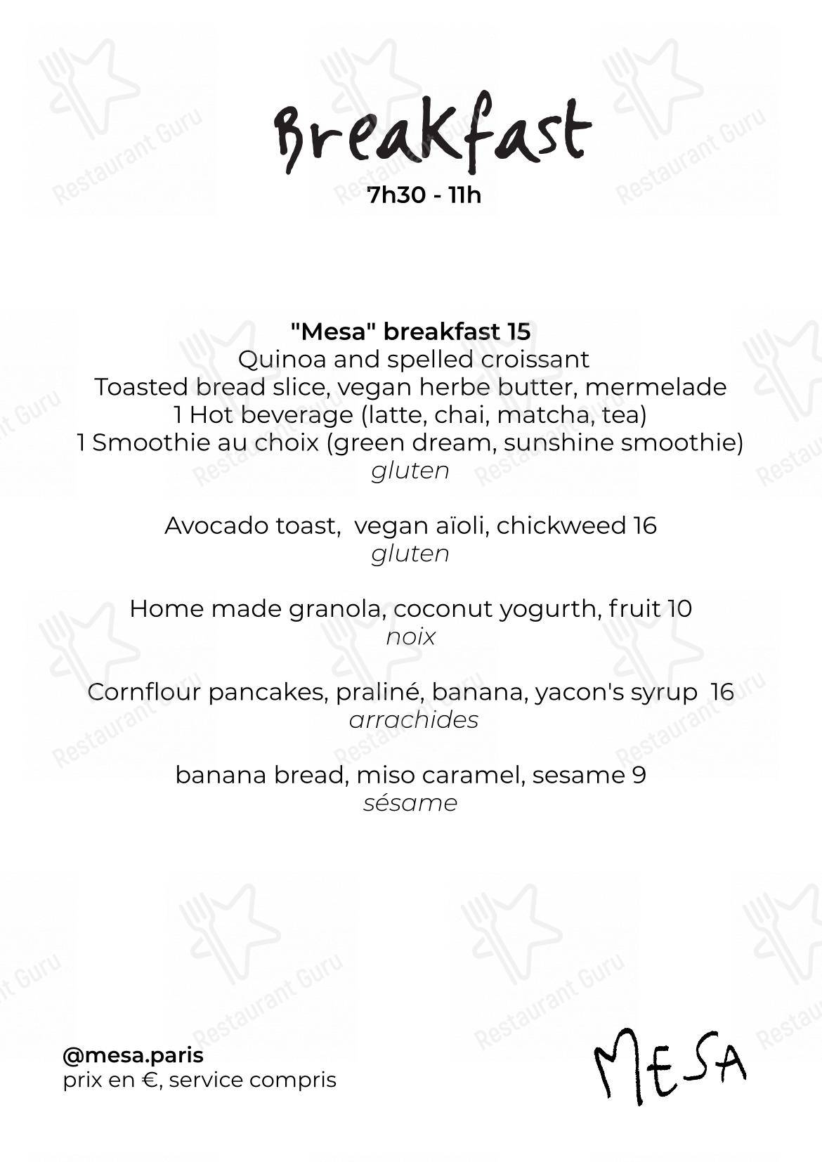 菜单 pour mesa de HOY - PlantBased Restaurant restaurant