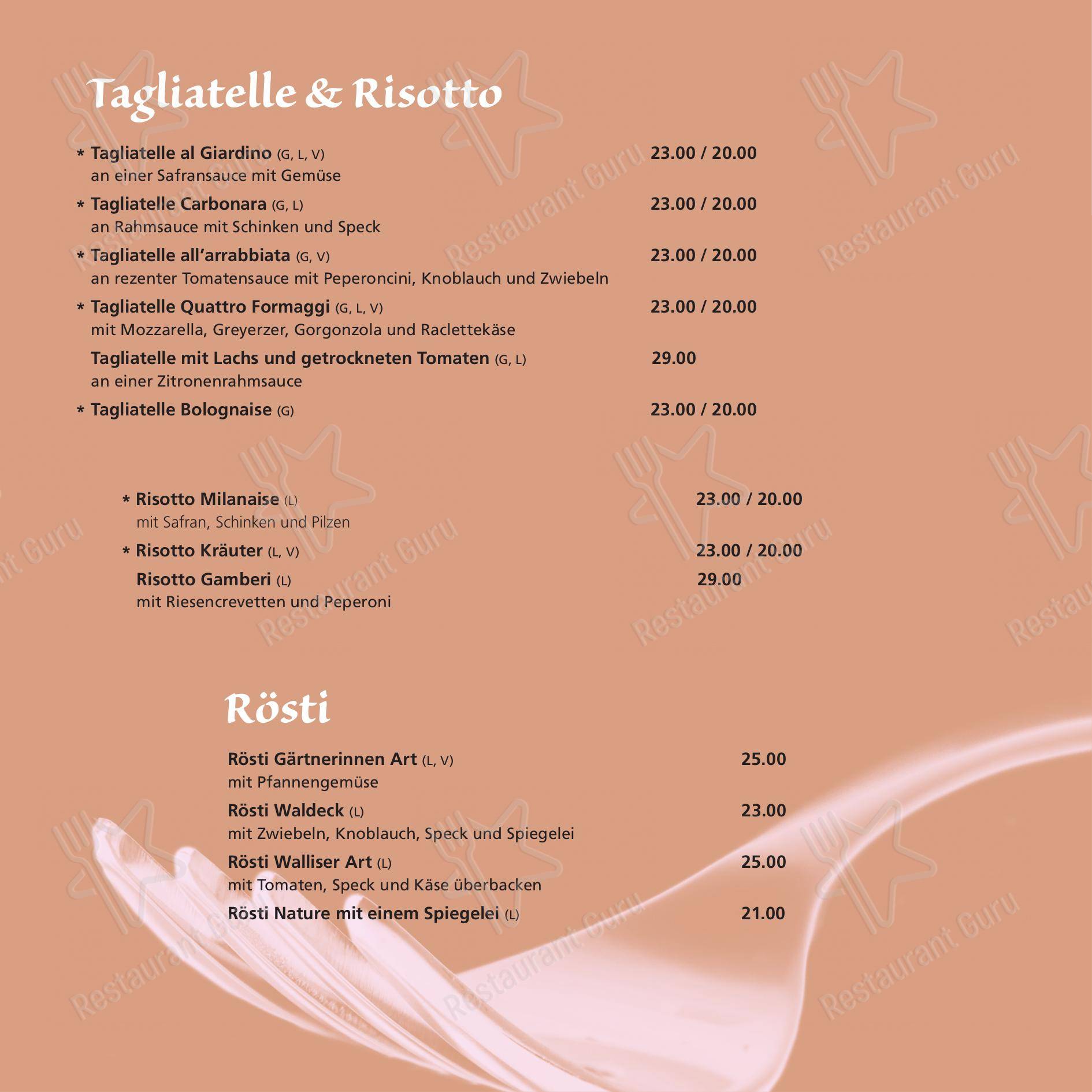 Restaurant Waldeck Ostermundigen in Ostermundigen - Menu